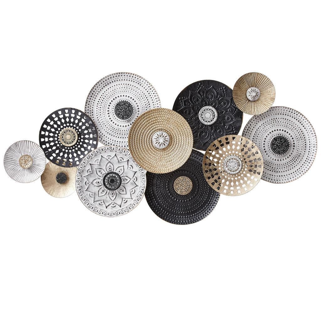 Ambia Home Wanddeko Schwarz Weiß Gold Metall