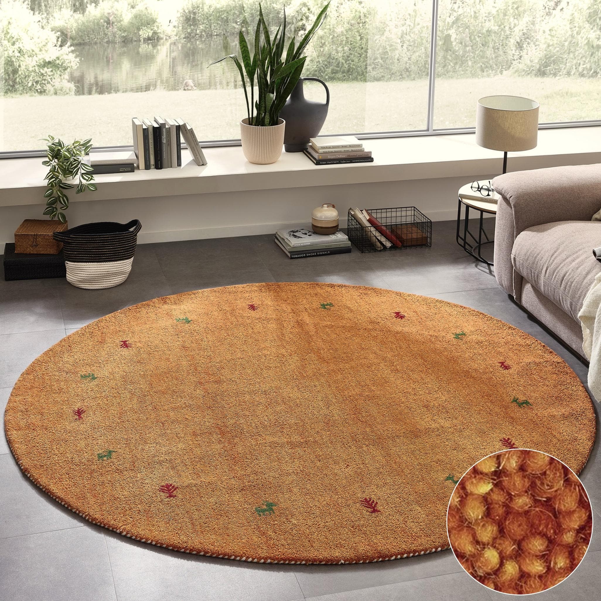 Theko Wollteppich Gabbeh Motiv Handgefertigt Tiermotiv Wolle 200cm