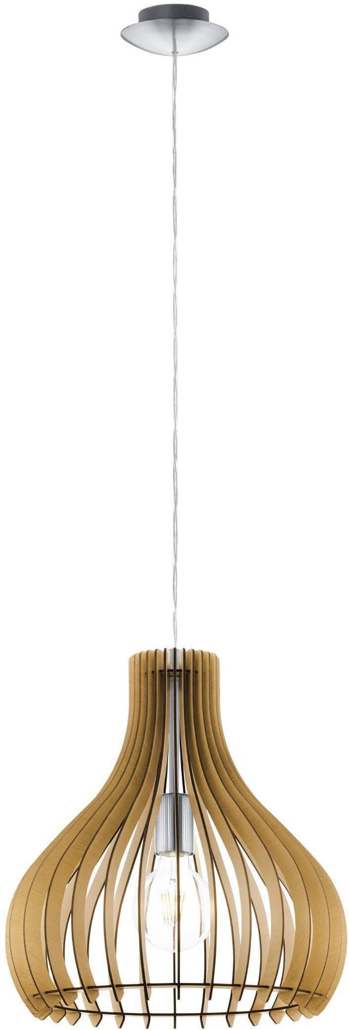 EGLO Tindori Pendelleuchte Vintage Stahl Holz Silber