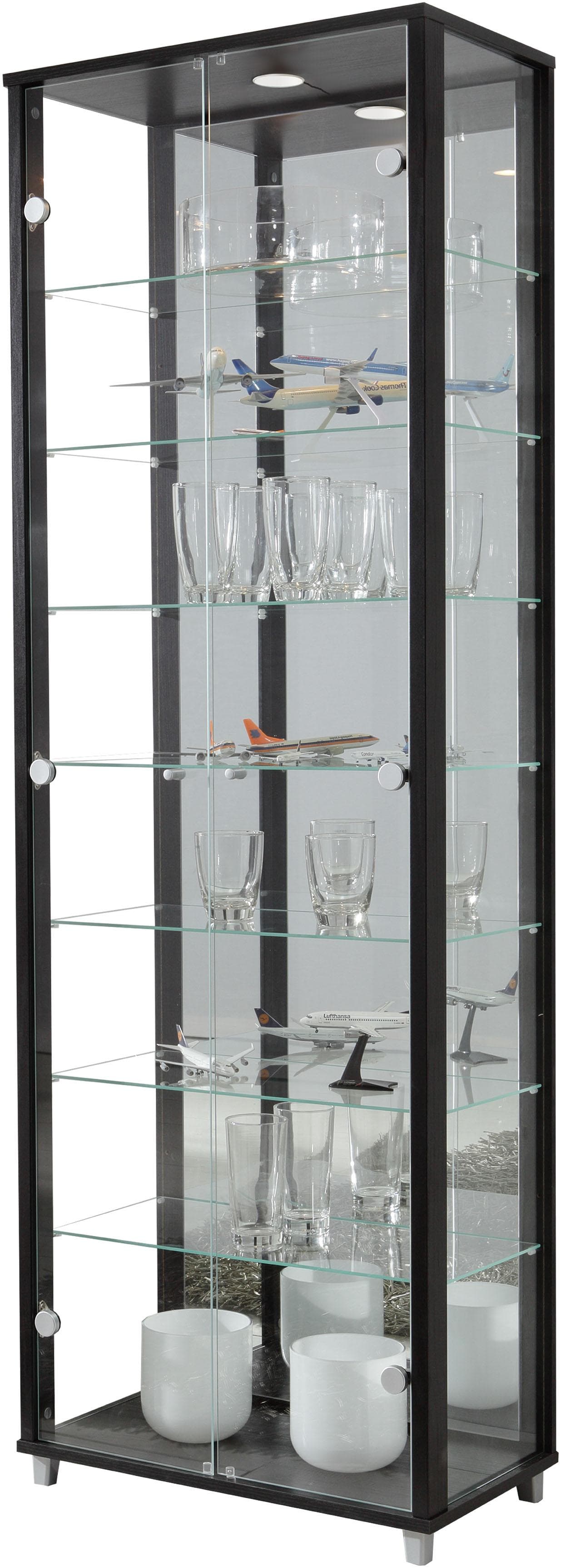 FIF MÖBEL Vitrine OPTIMA Schwarz mit LED-Beleuchtung