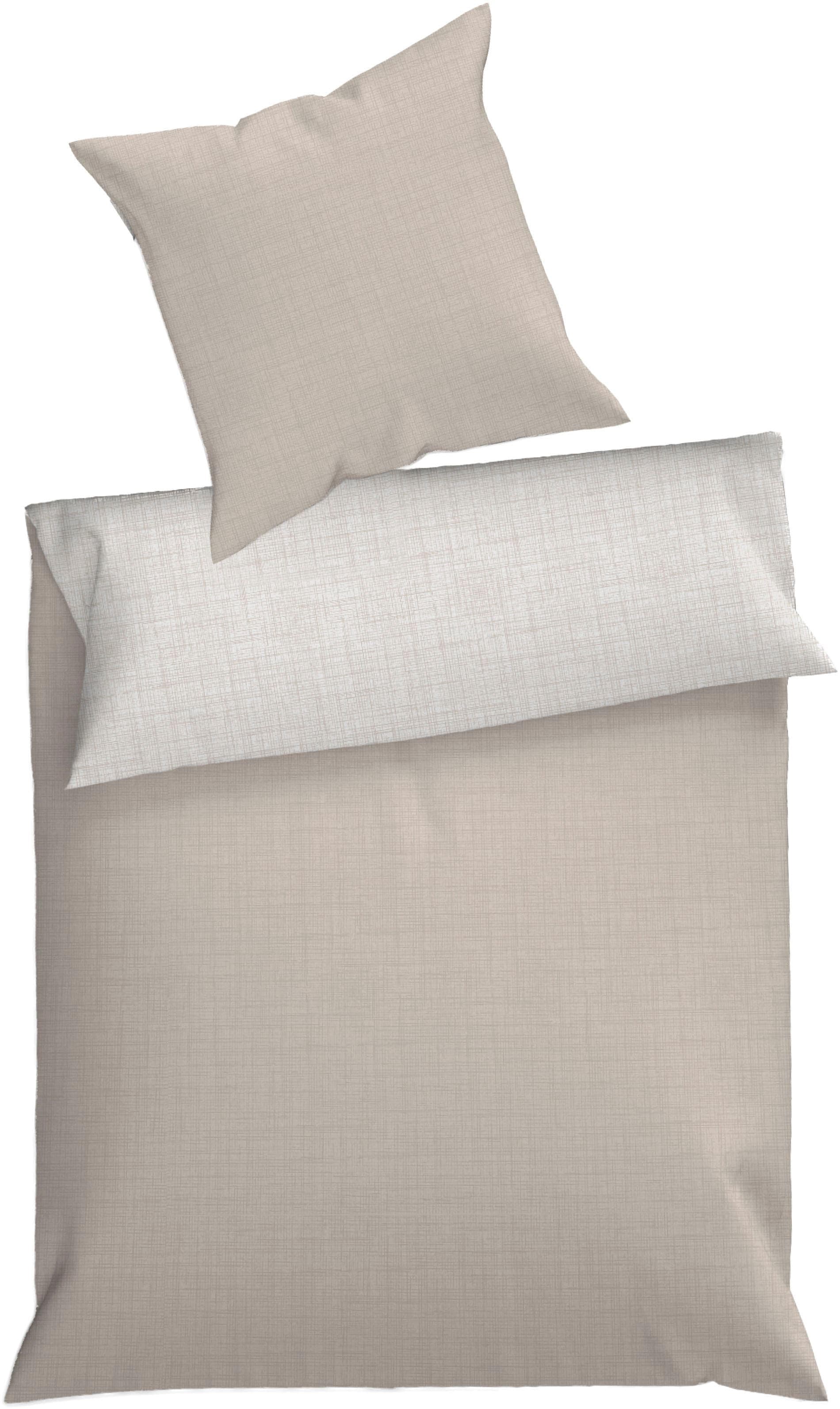 Wendebettwäsche aus Baumwolle in beige und unifarben Meerblau