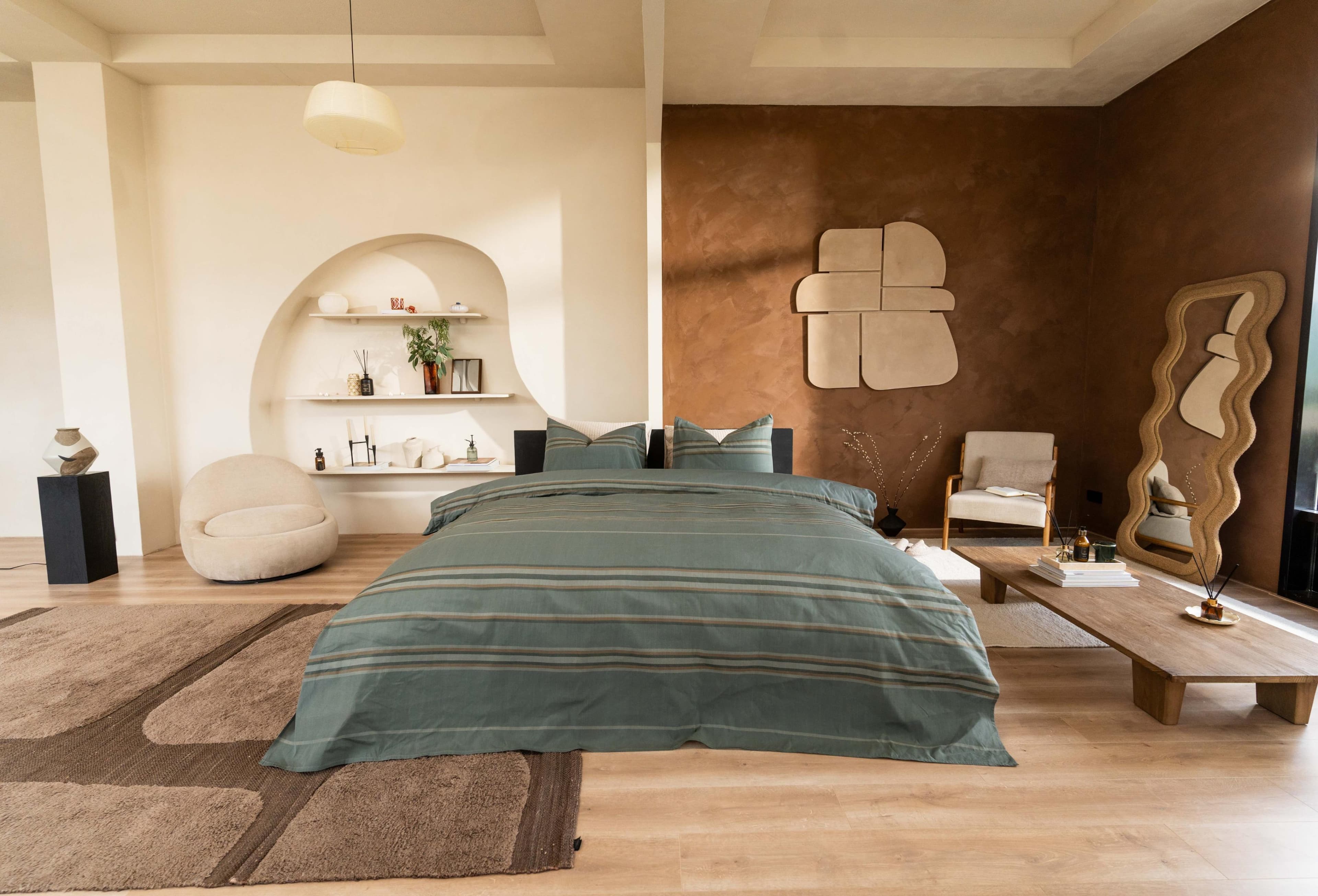 Moderne Streifen-Bettwäsche aus Baumwolle, Lyocell und Tencel