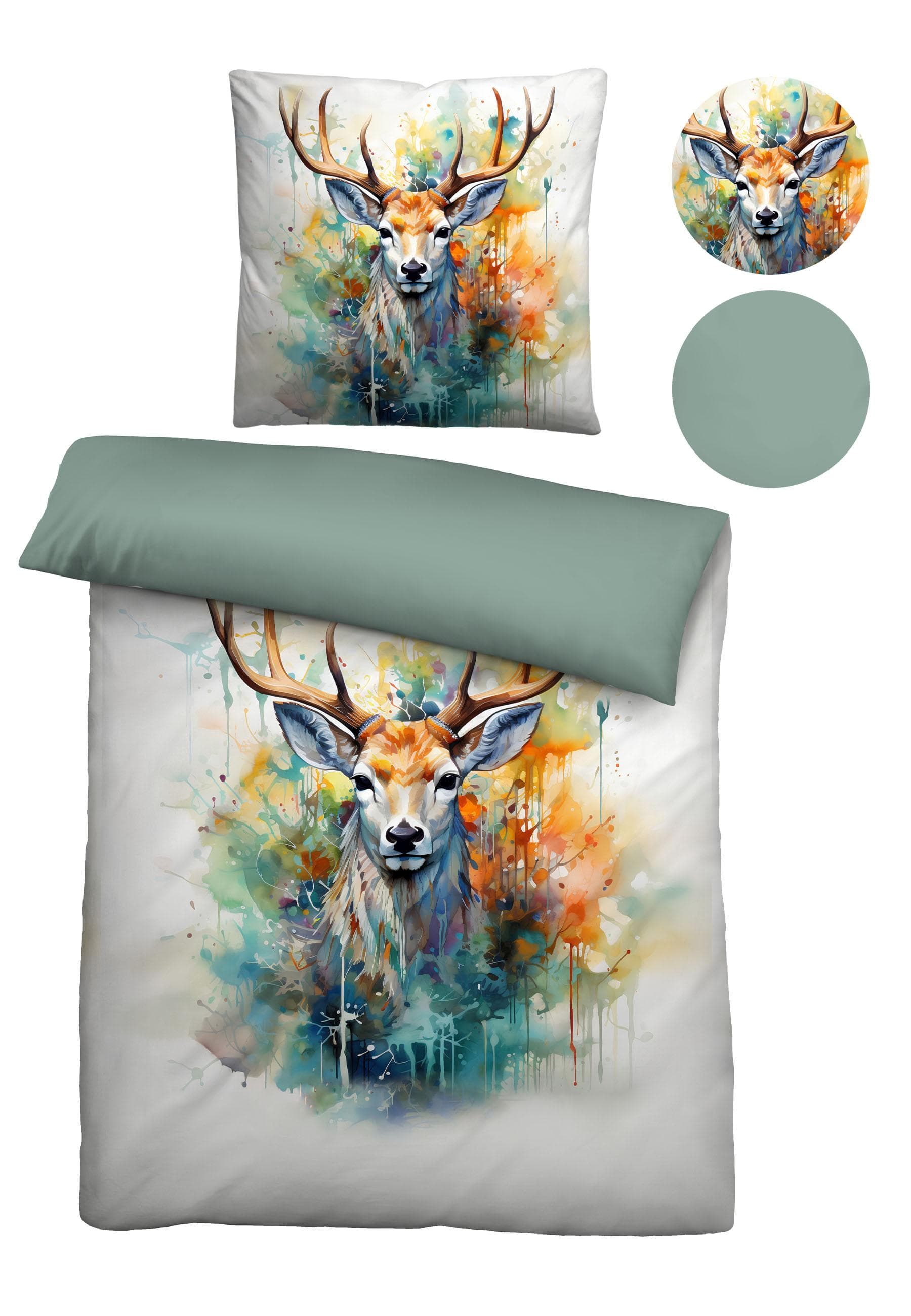 Biberna Wendebettwäsche Hirsch - Kühlend & Hautfreundlich