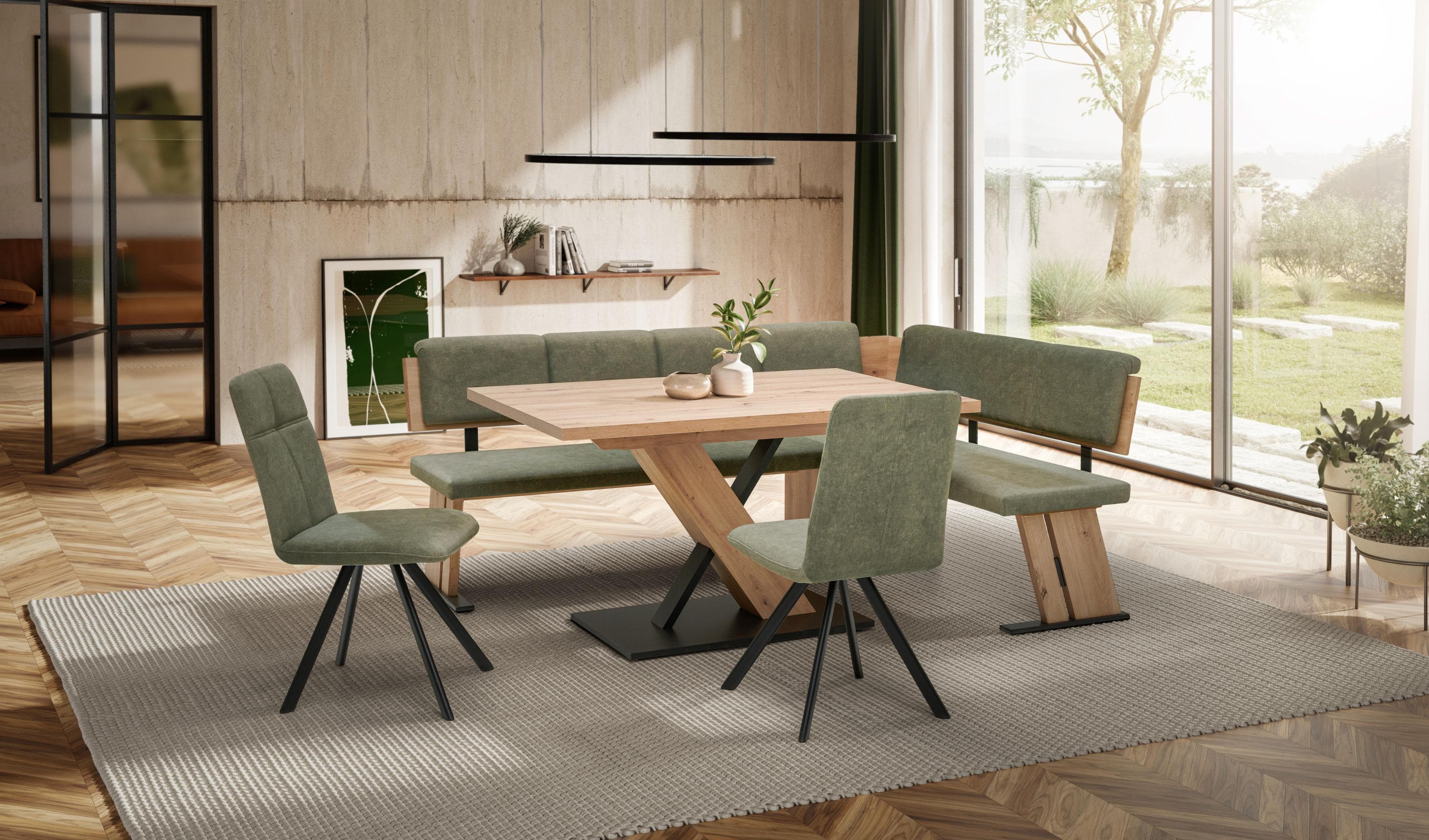 Eckbankgruppe MASSIVLINE & MORE SK Kota Braun Grün