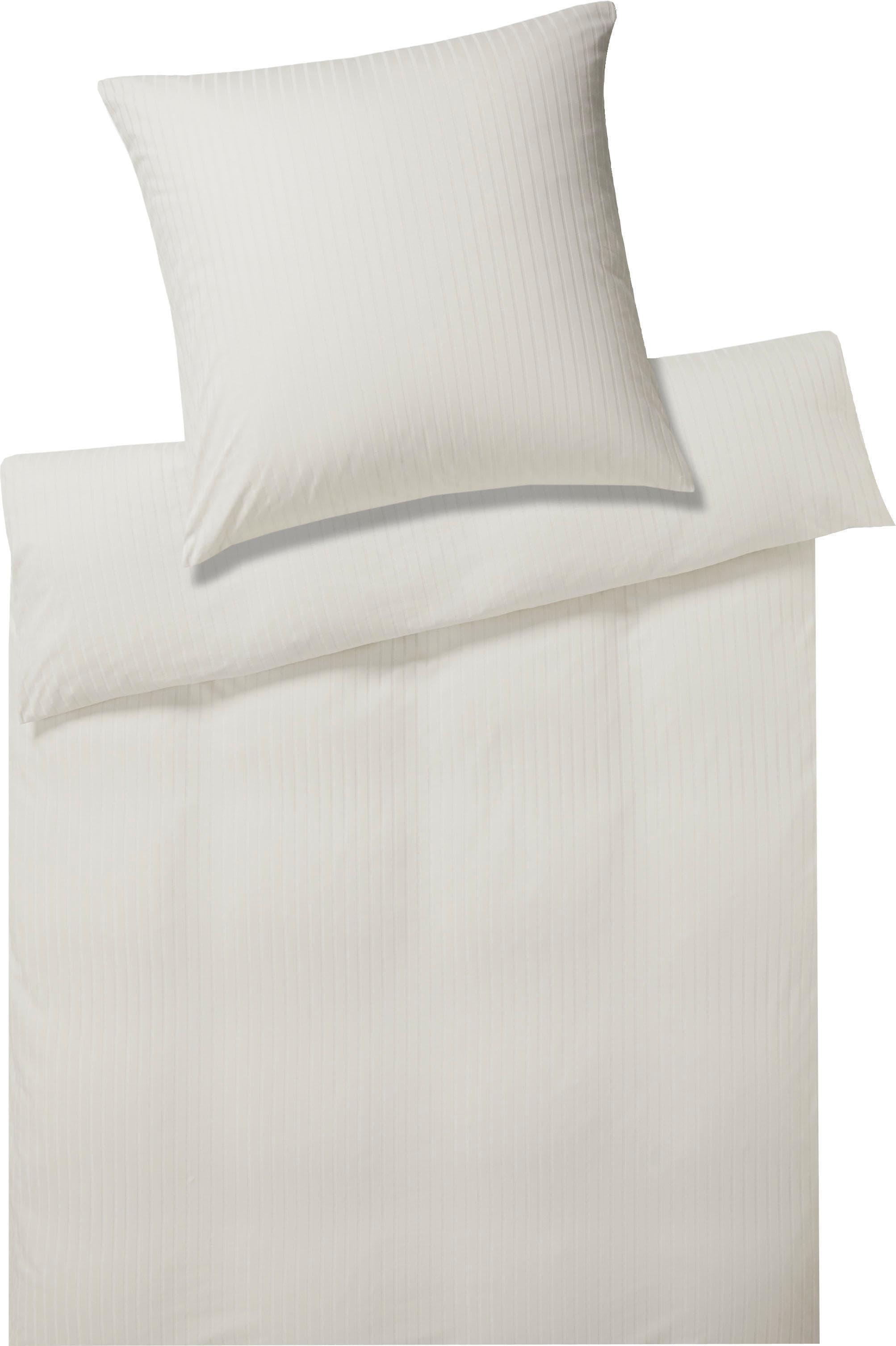 Elegante Bettwäsche Solid Stripe Wollweiß Mako-Jersey 2-tlg.