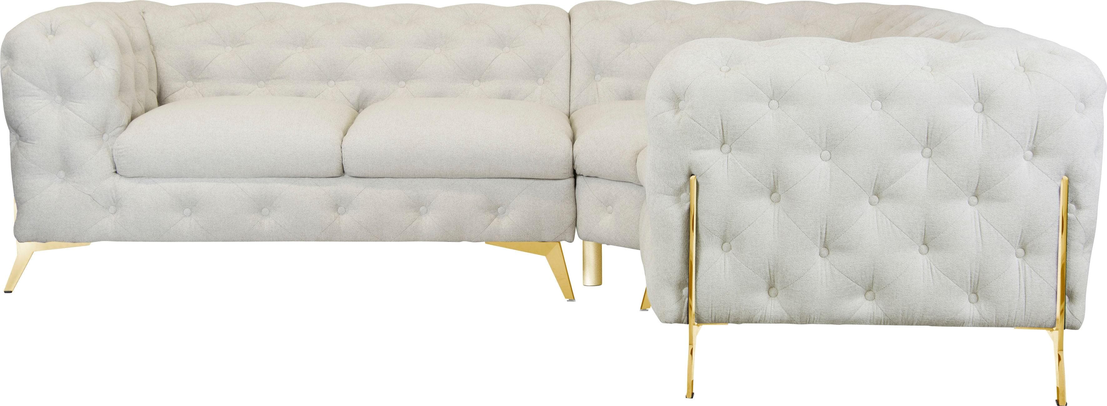 HOME AFFAIRE Chesterfield-Sofa Amaury L-Form Beige