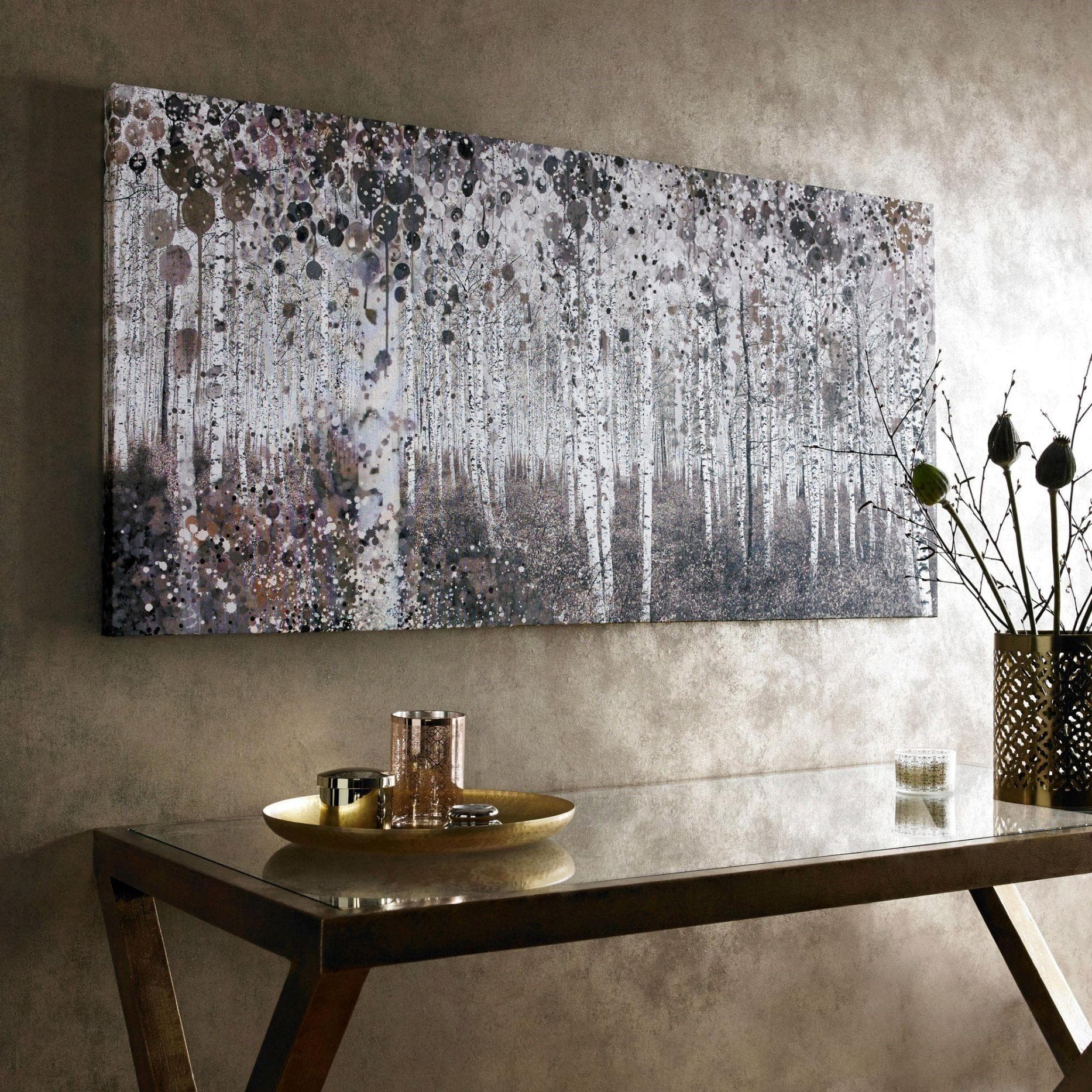 Art for the Home Leinwandbild Birkenwald Braun Modern