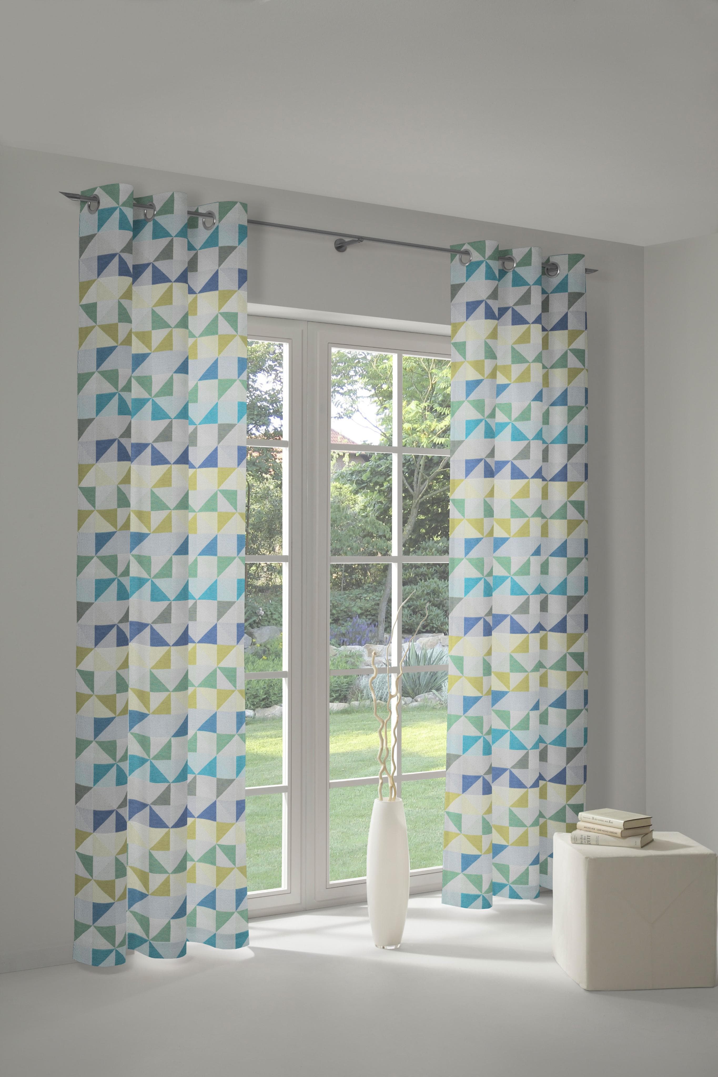 WIRTH Vorhang Berlare Blau Jacquard Fertigvorhang mit Schlaufen