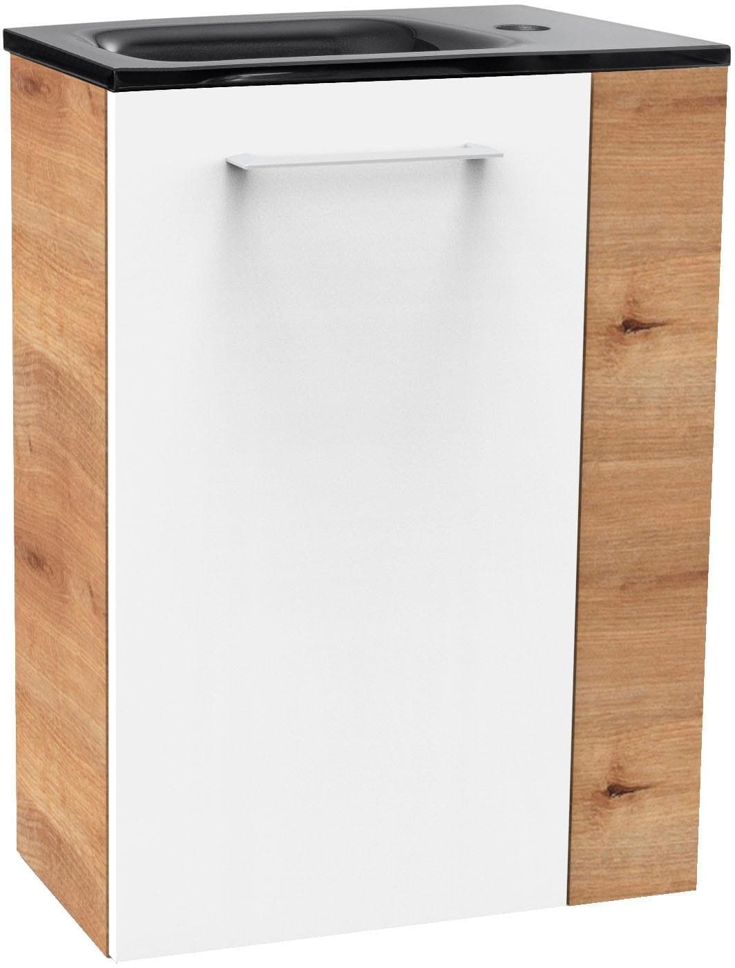 Waschtisch FACKELMANN SBC Braun/Weiß Glas Holzwerkstoff