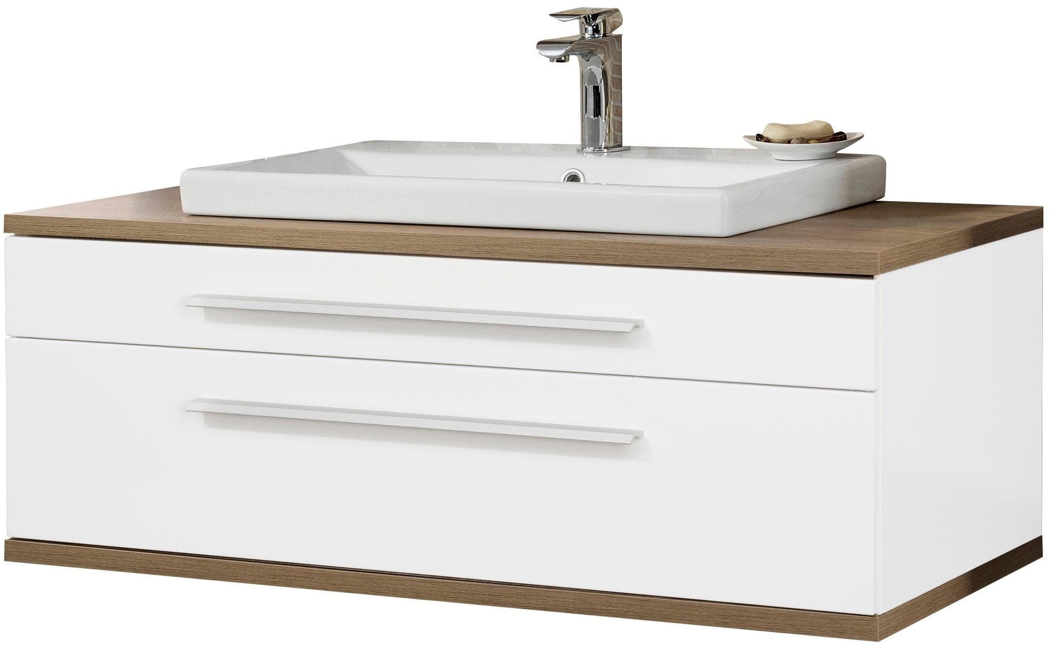 FACKELMANN Waschplatz-Set STANFORD Weiß Hochglanz 110x500x45,4 cm
