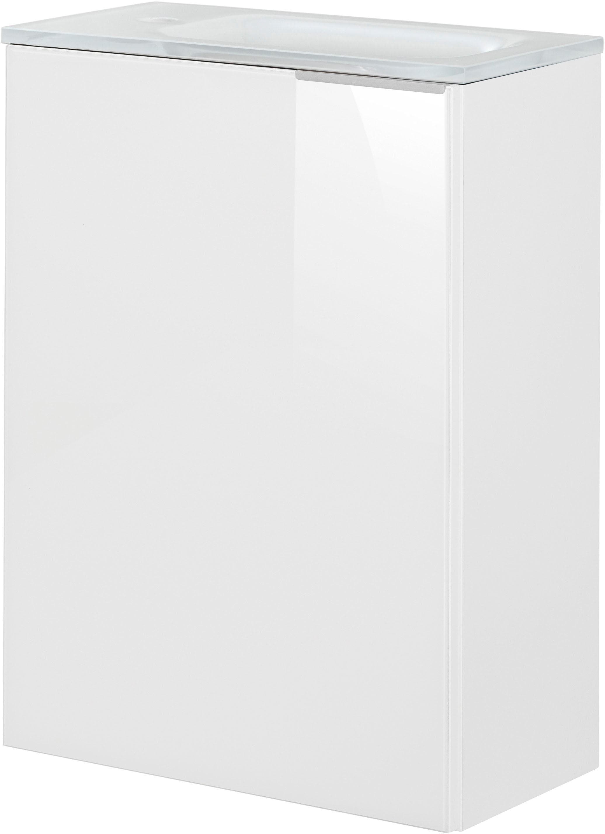 Moderner Waschtisch aus Glas und Holzwerkstoff