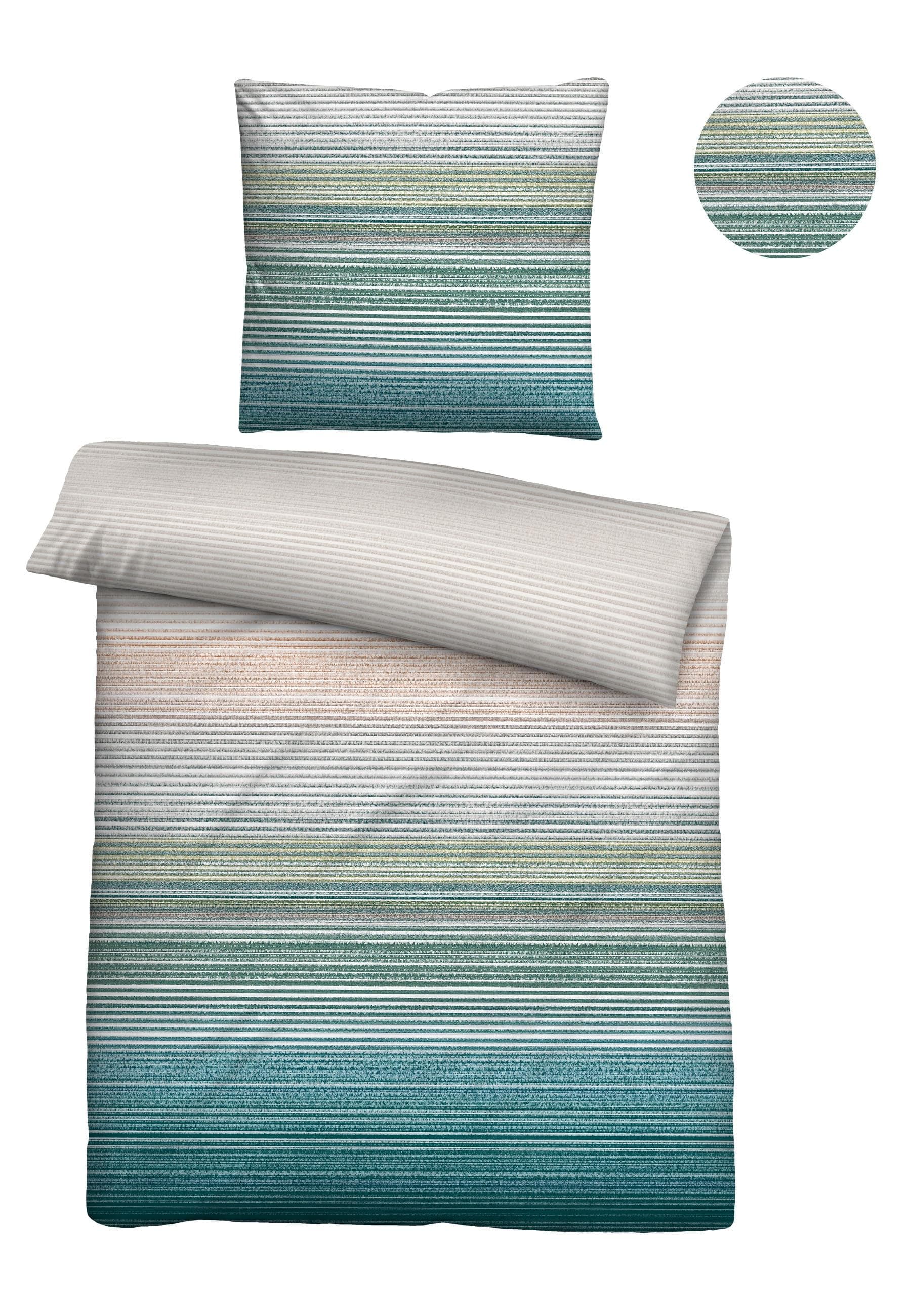 Biberna Bettwäsche Set Aqua Soft-Seersucker 100% Baumwolle