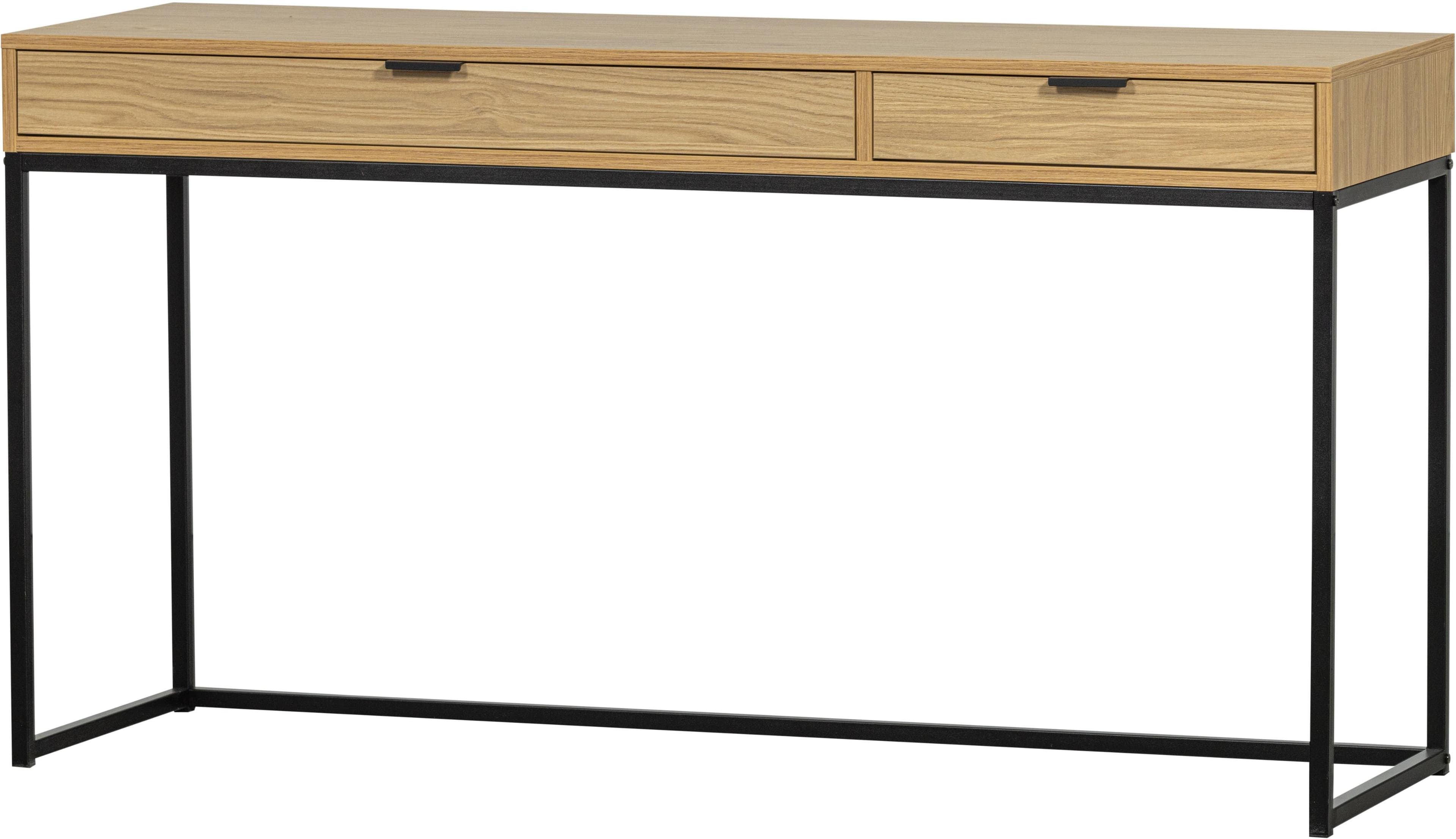 WOOOD Silas Schreibtisch Natur Schwarz Massivholz