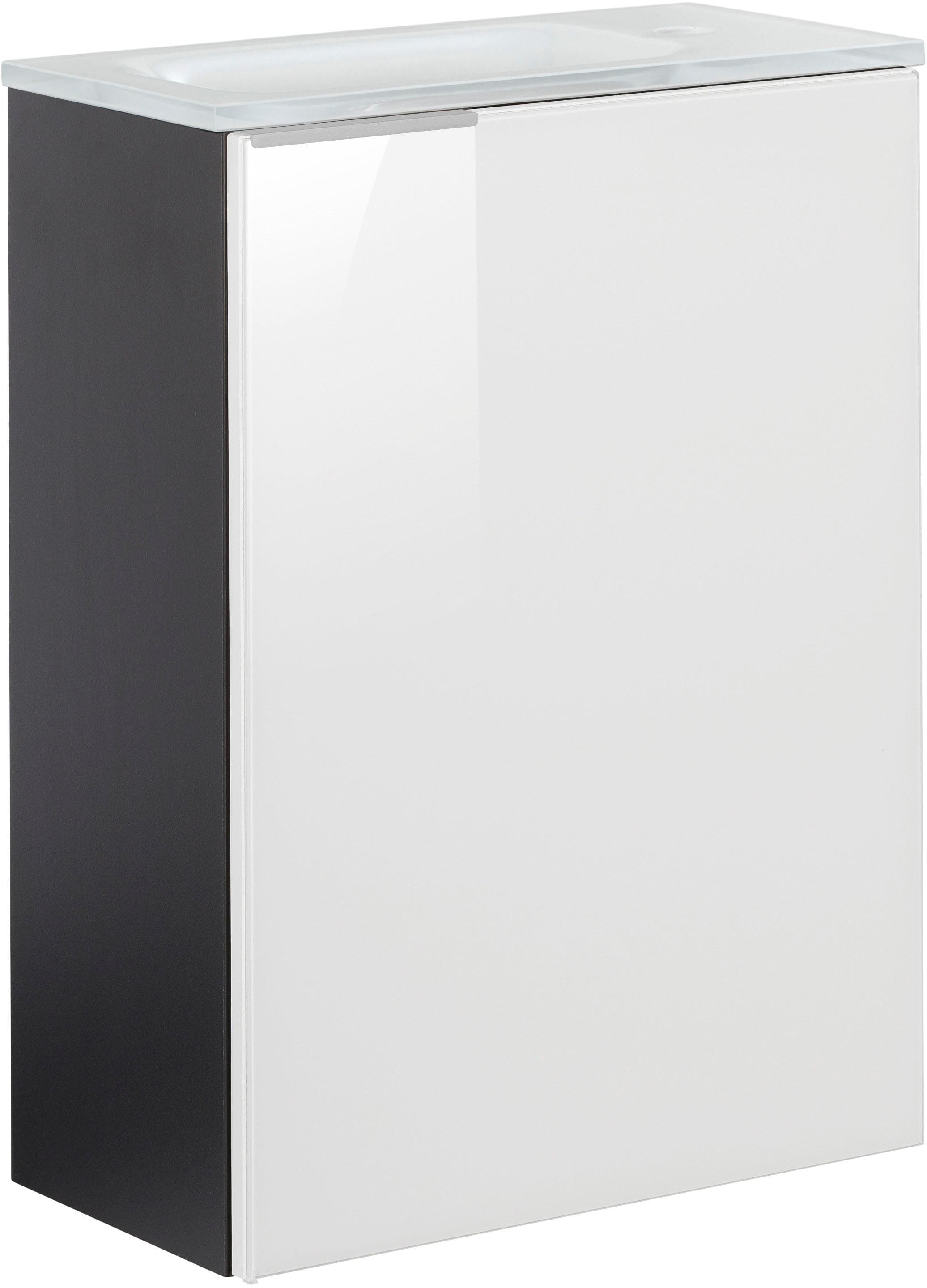 Waschtisch FACKELMANN SBC Schwarz-Weiß Glas Holzwerkstoff