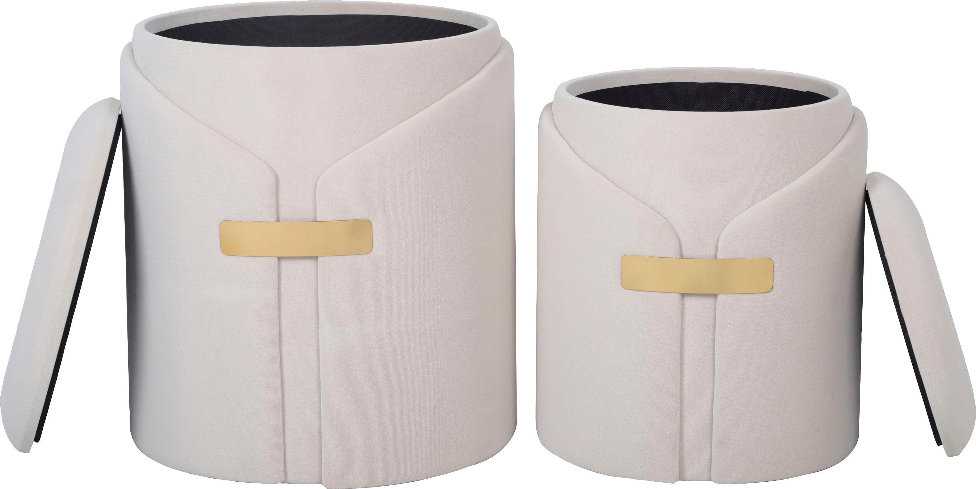Moderne Polstergarnitur mit Hocker in Elfenbein und Beige