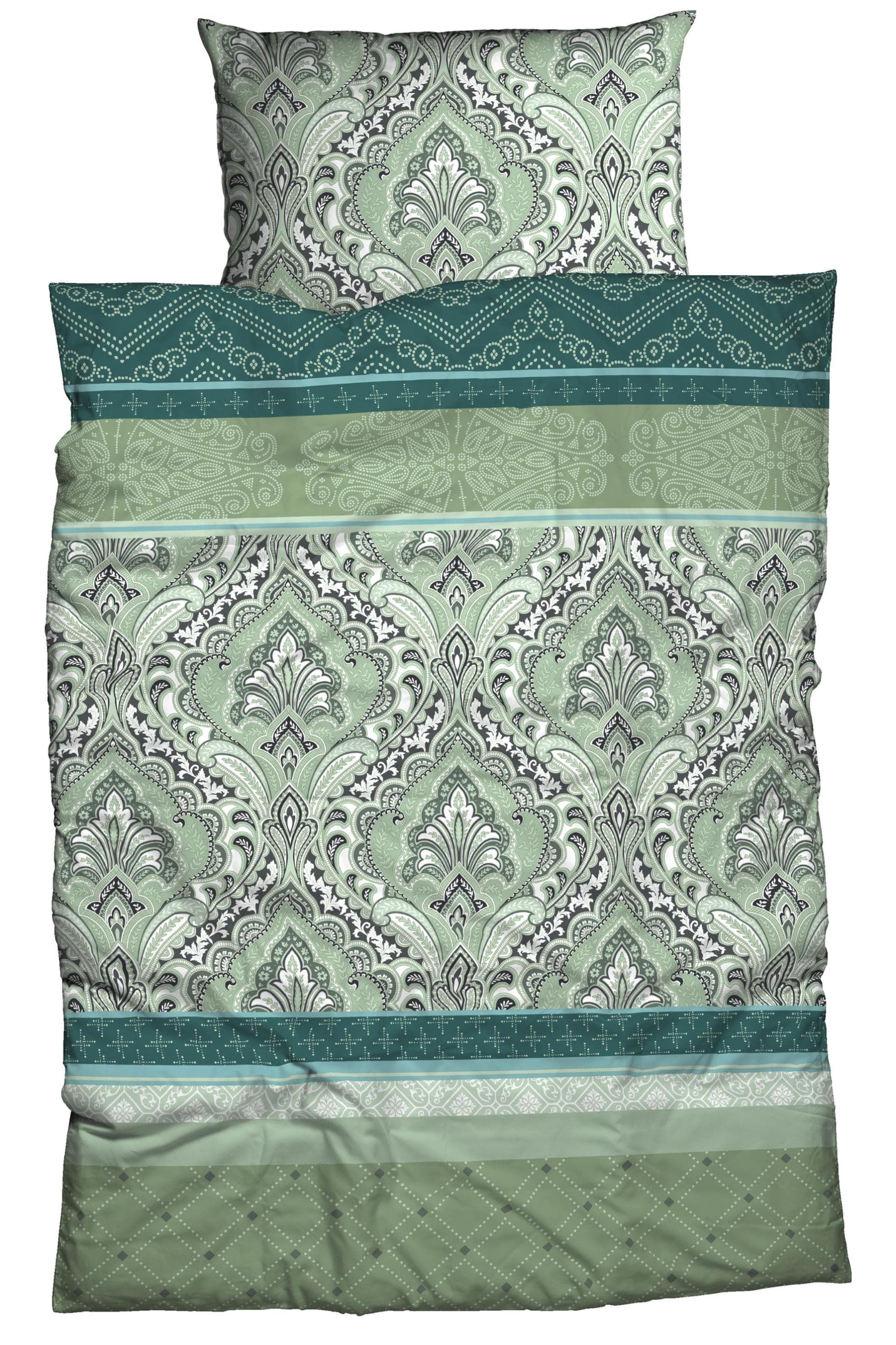Elegante Bettwäsche aus Baumwolle in Grün und Salbei