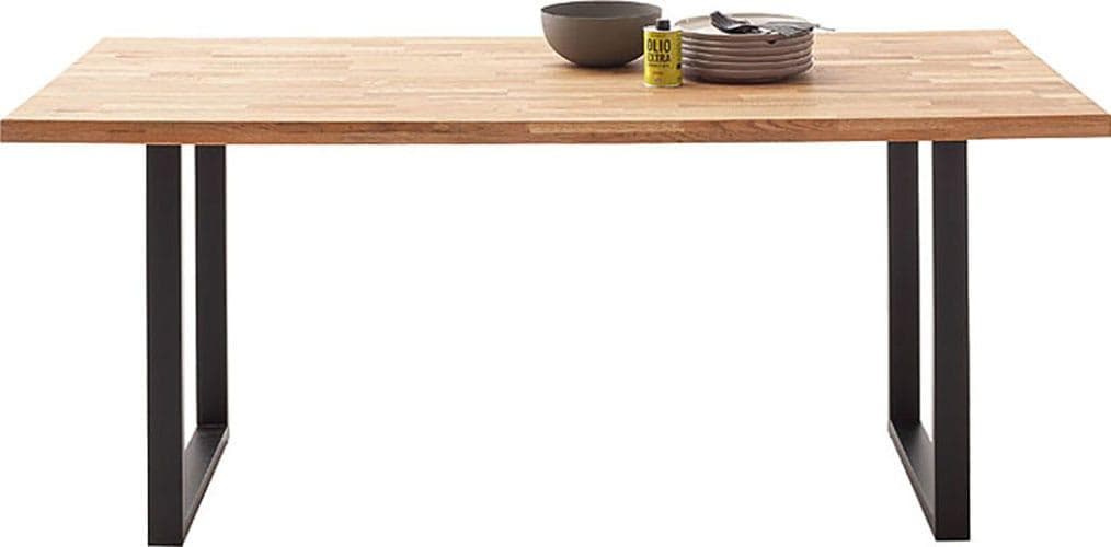 Eleganter Esstisch aus Massivholz und Metall