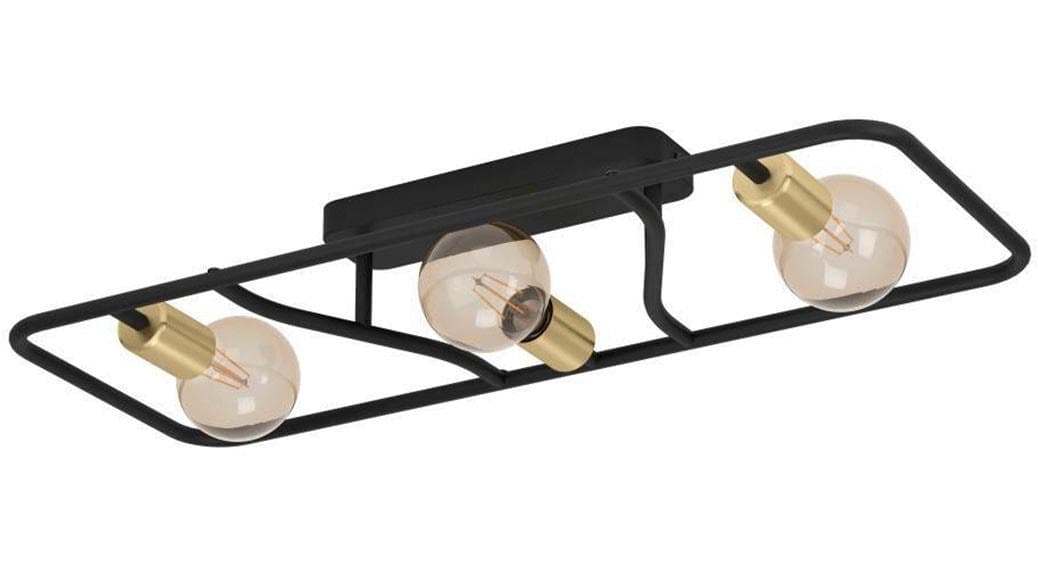 EGLO Deckenleuchte Messing-Gebürstet Schwarz 3-Flammen