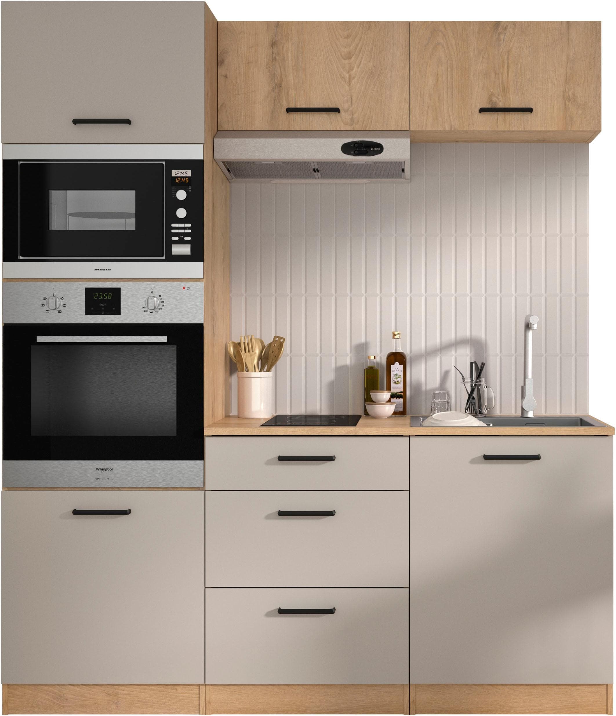 Küchenzeile GAMI "Set D B180 ALPAGA" Eiche Silva Nachbildung Melamine