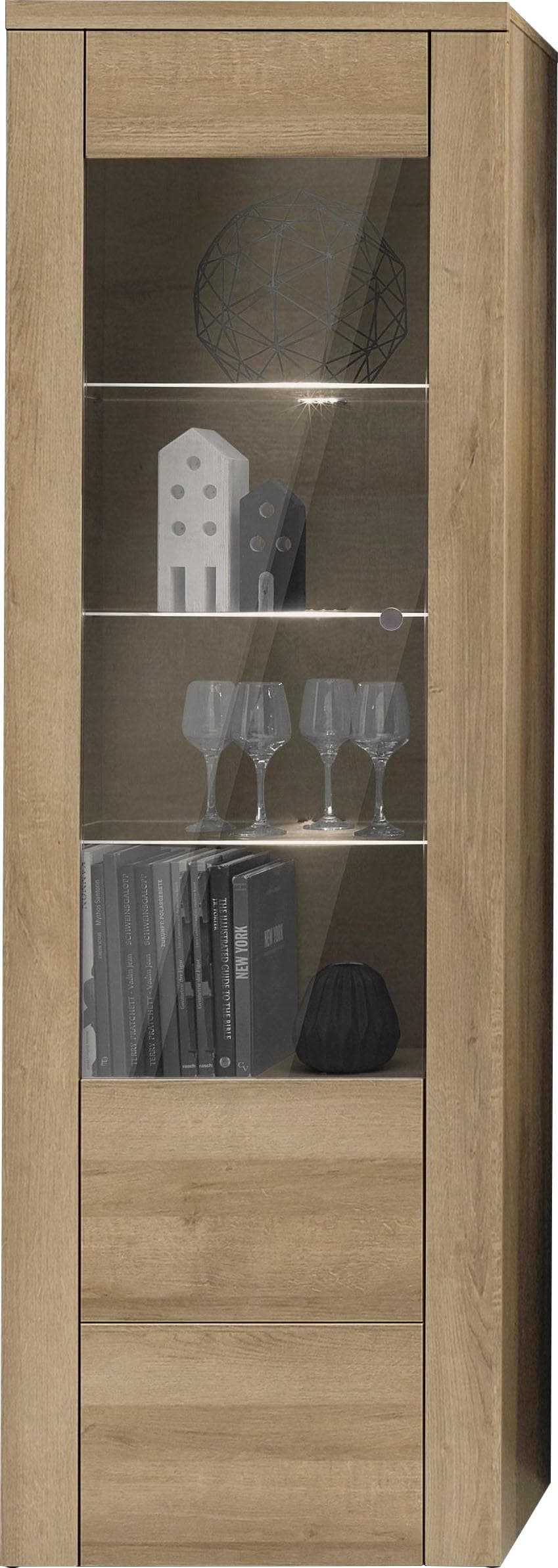 OTTO HOME Larona Vitrine Hochschrank Eichefarben Riviera Glasfront