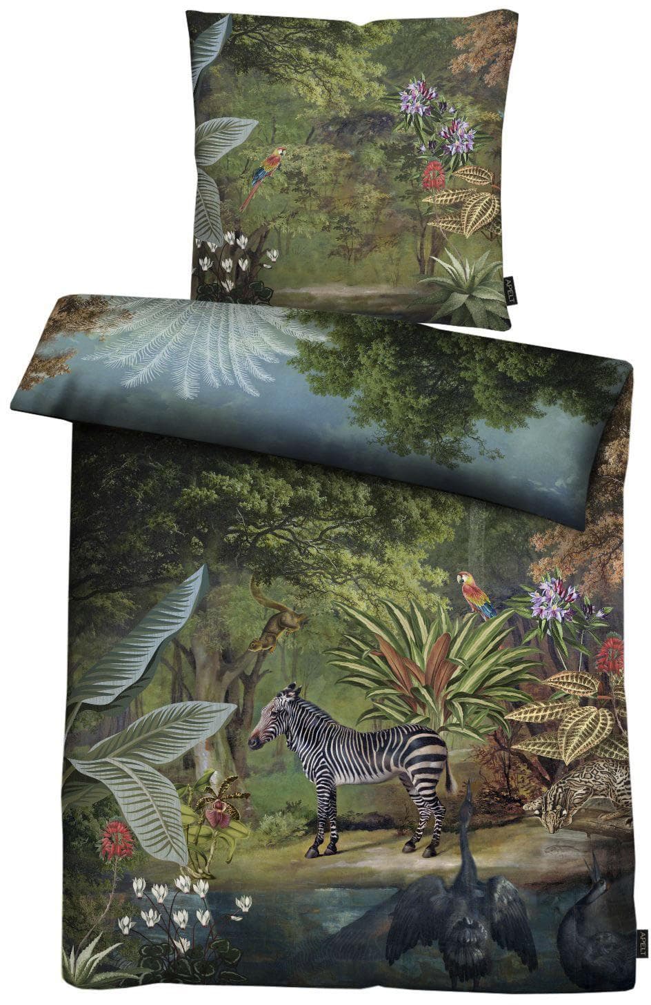 APELT Bettwäsche Freddy Petrol Satin Bio-Baumwolle Zebra