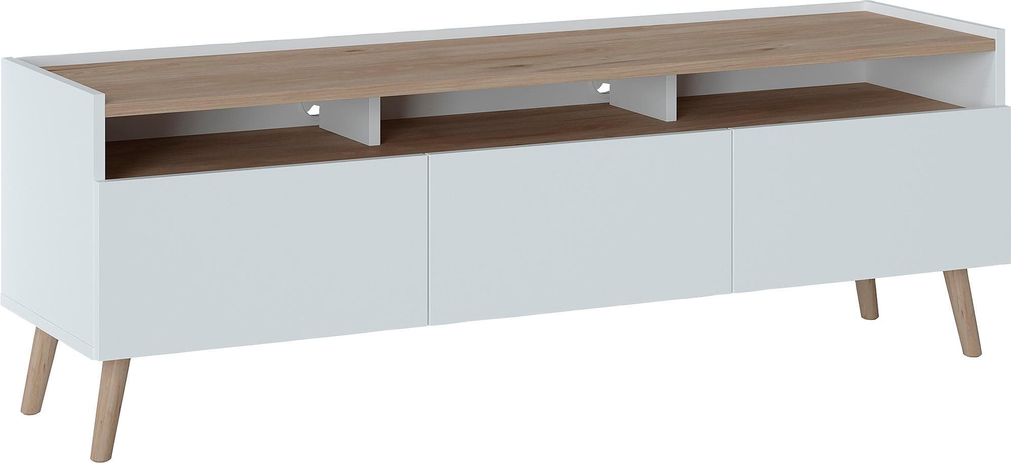 Lowboard HOME AFFAIRE 'Scandi' Weiß Alpin Jackson Hickory