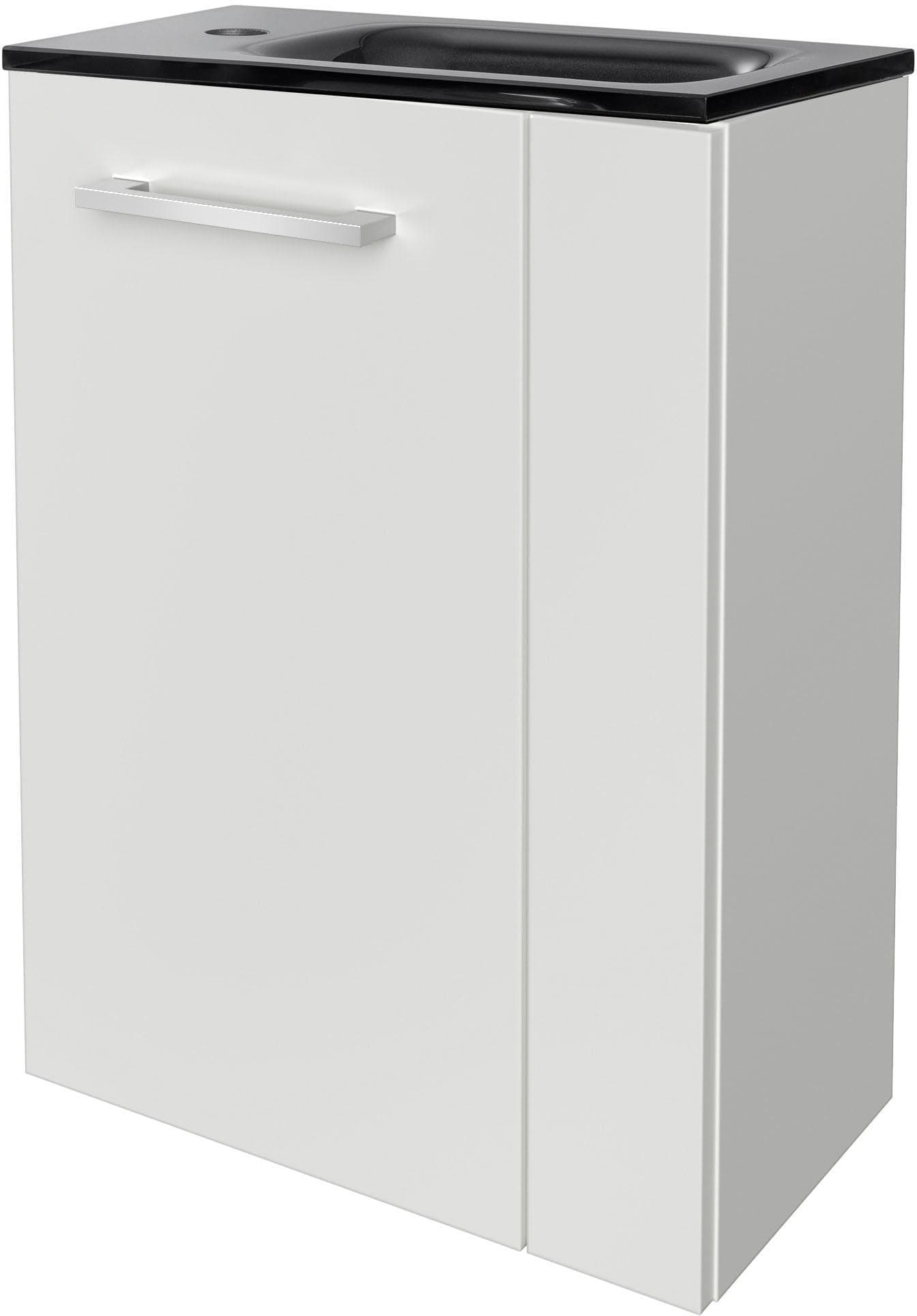 Waschtisch FACKELMANN SBC Glas Grau Holzwerkstoff Weiß Matt