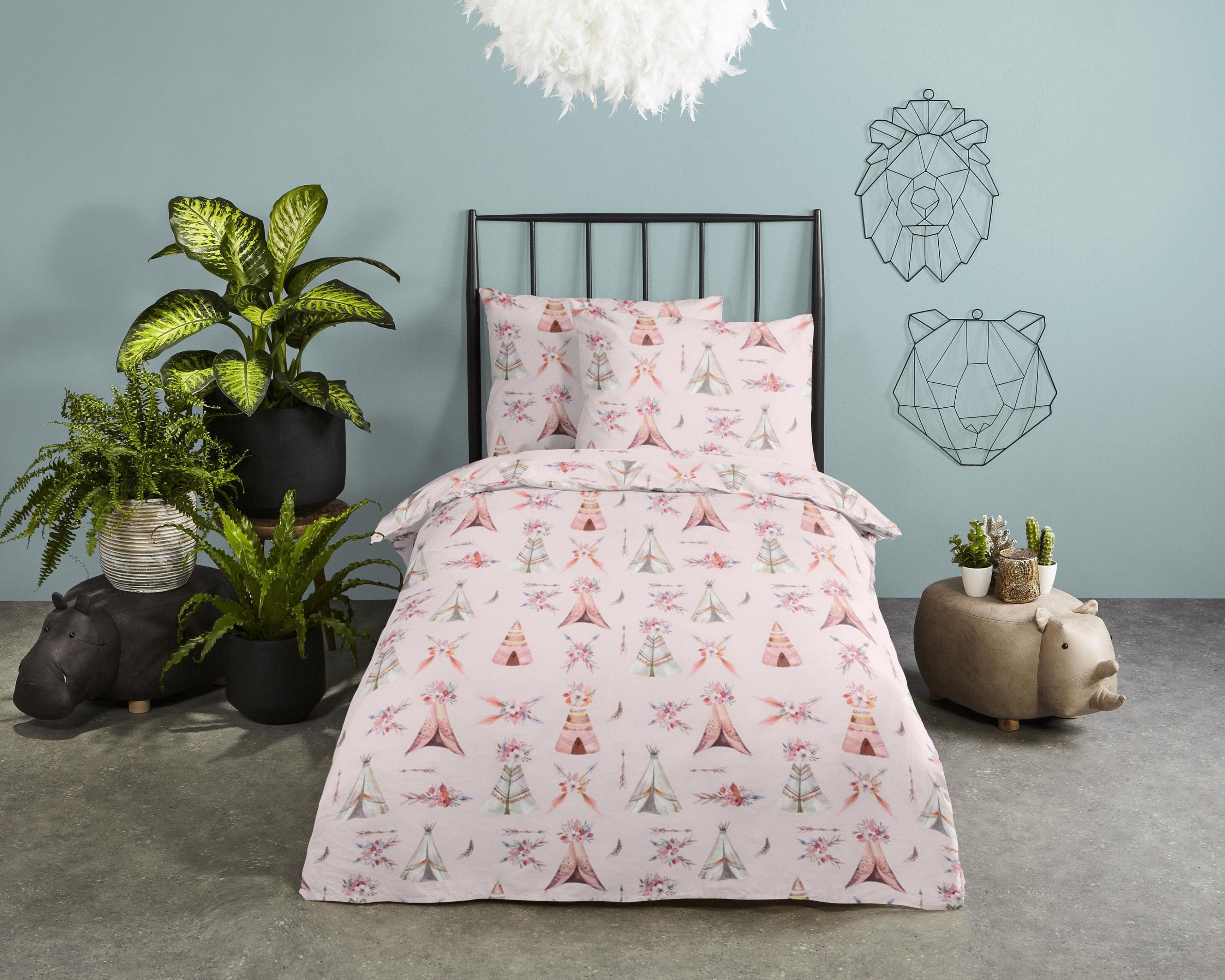 Good Morning Kinderbettwäsche Rosa Boho Tiermotiv