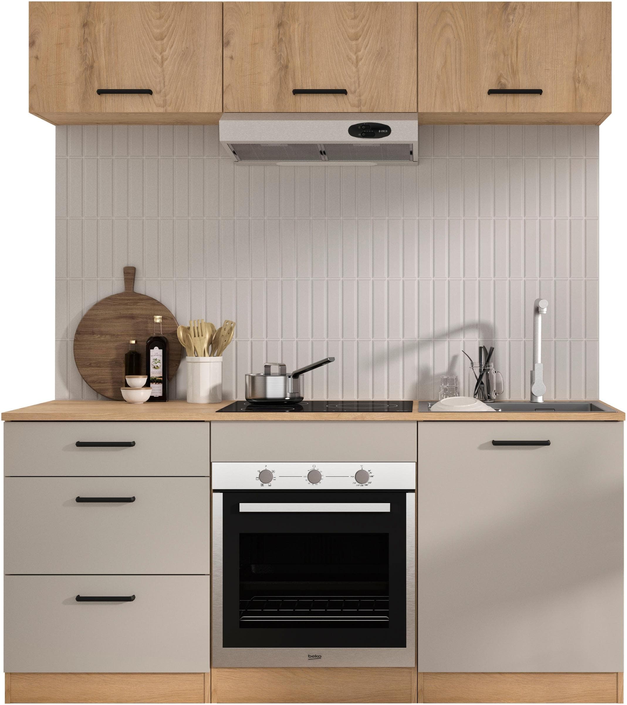 Küchenzeile GAMI Set B B180 ALPAGA Eiche Silva Nachbildung Melamine