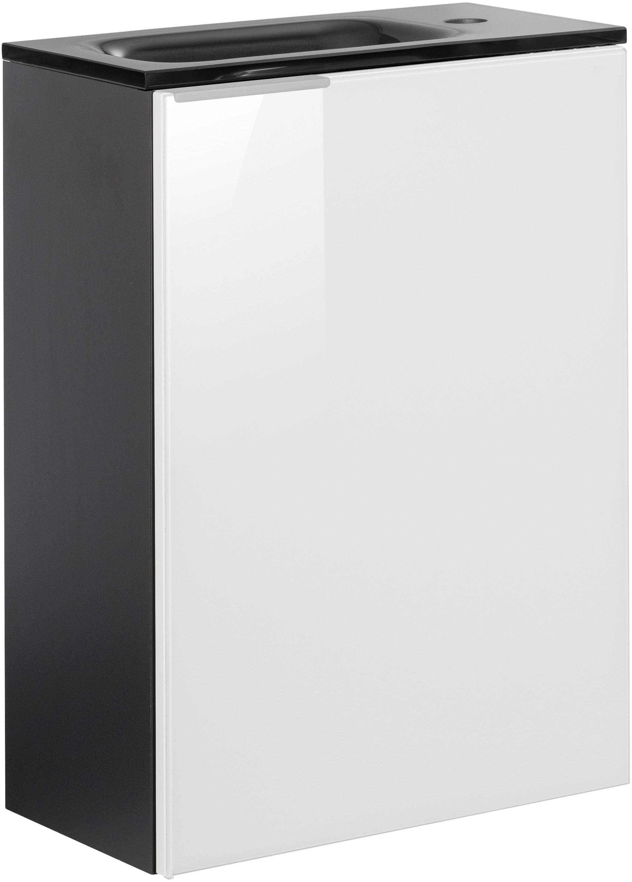 Waschtisch FACKELMANN SBC Schwarz-Weiß Glas Holzwerkstoff 45cm