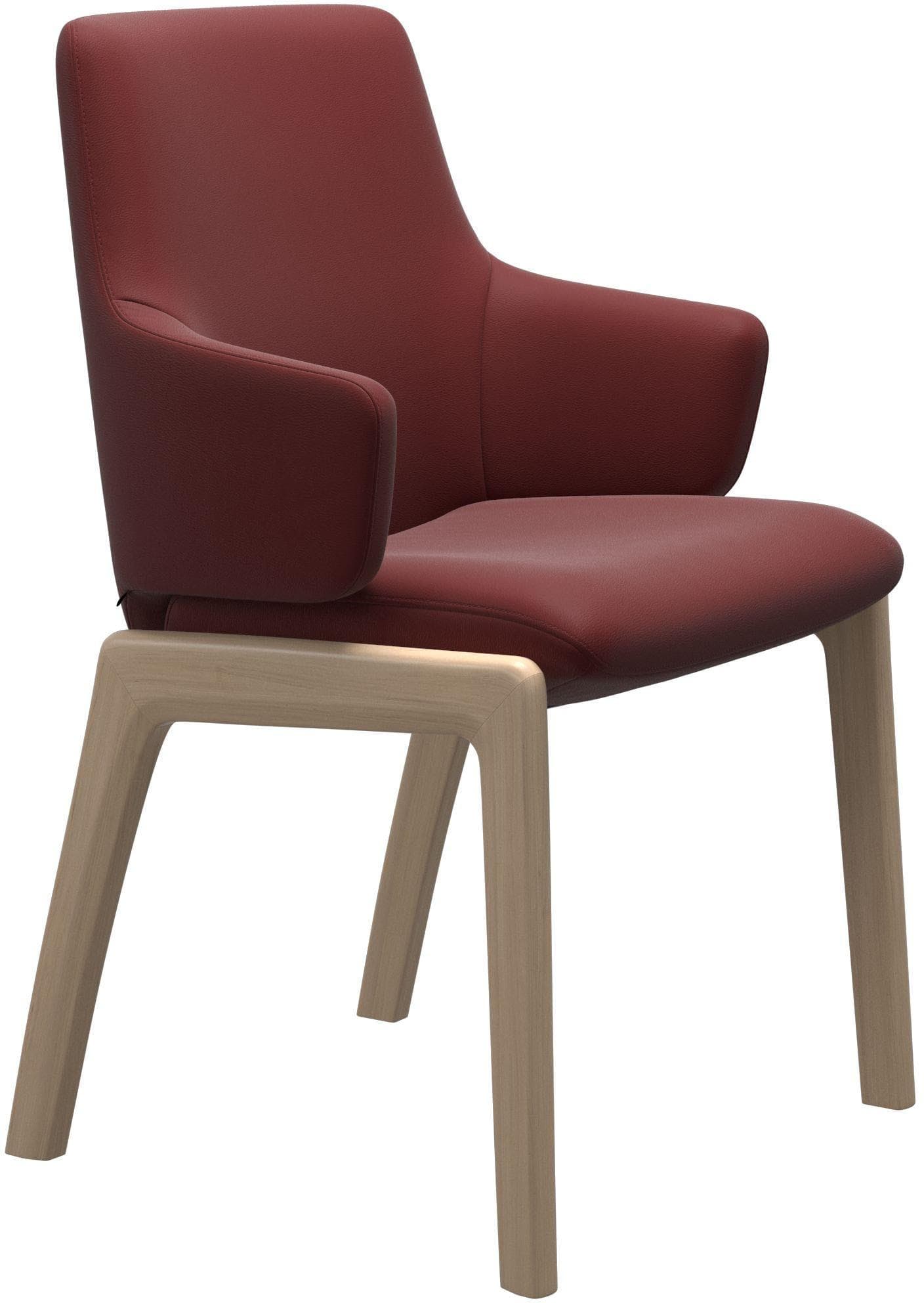 Polsterstuhl mit Armlehne und abgerundeten Eichenbein-Füßen