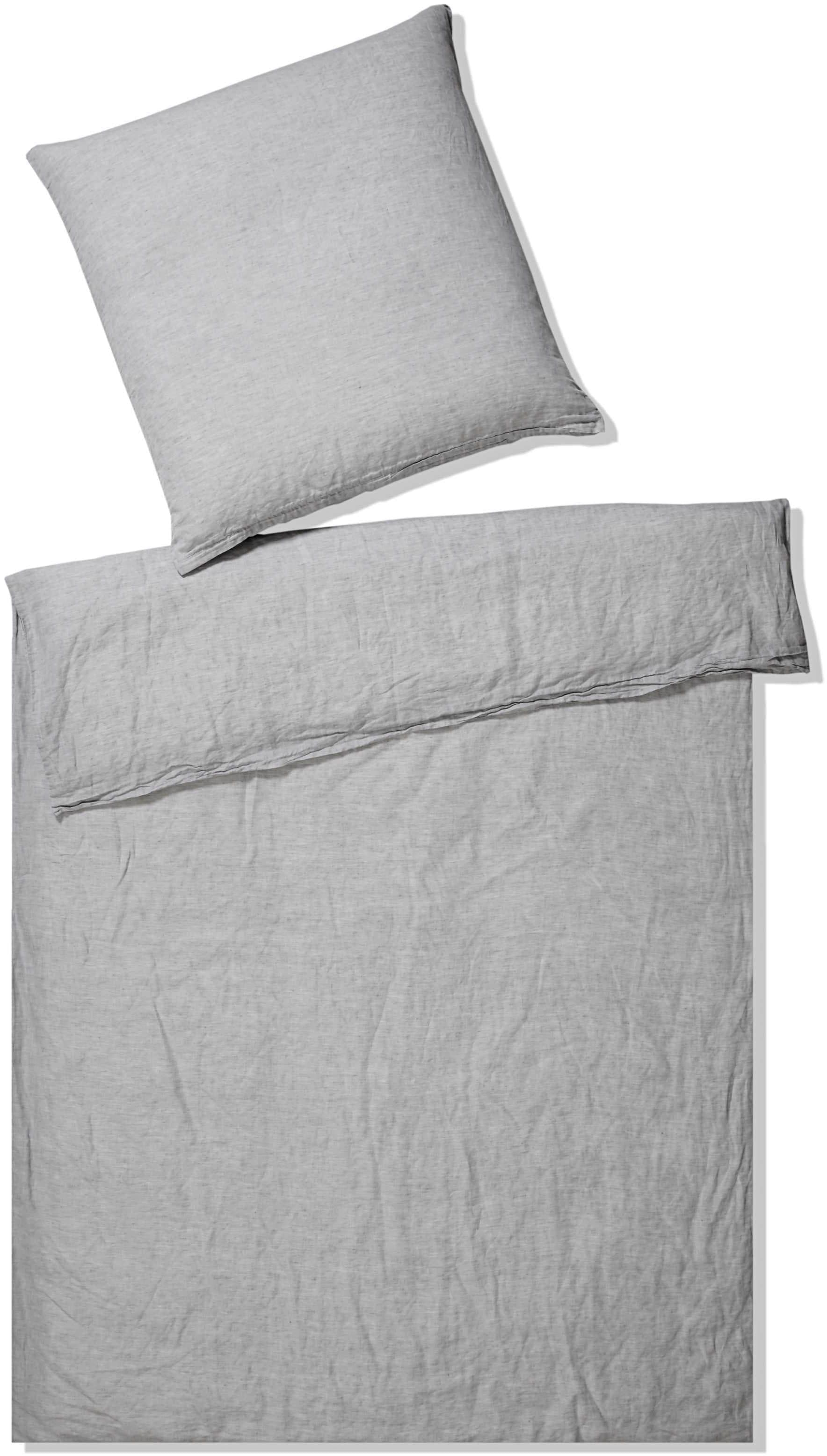 ELEGANTE Bettwäsche Breezee Grau Halbleinen 135x200cm