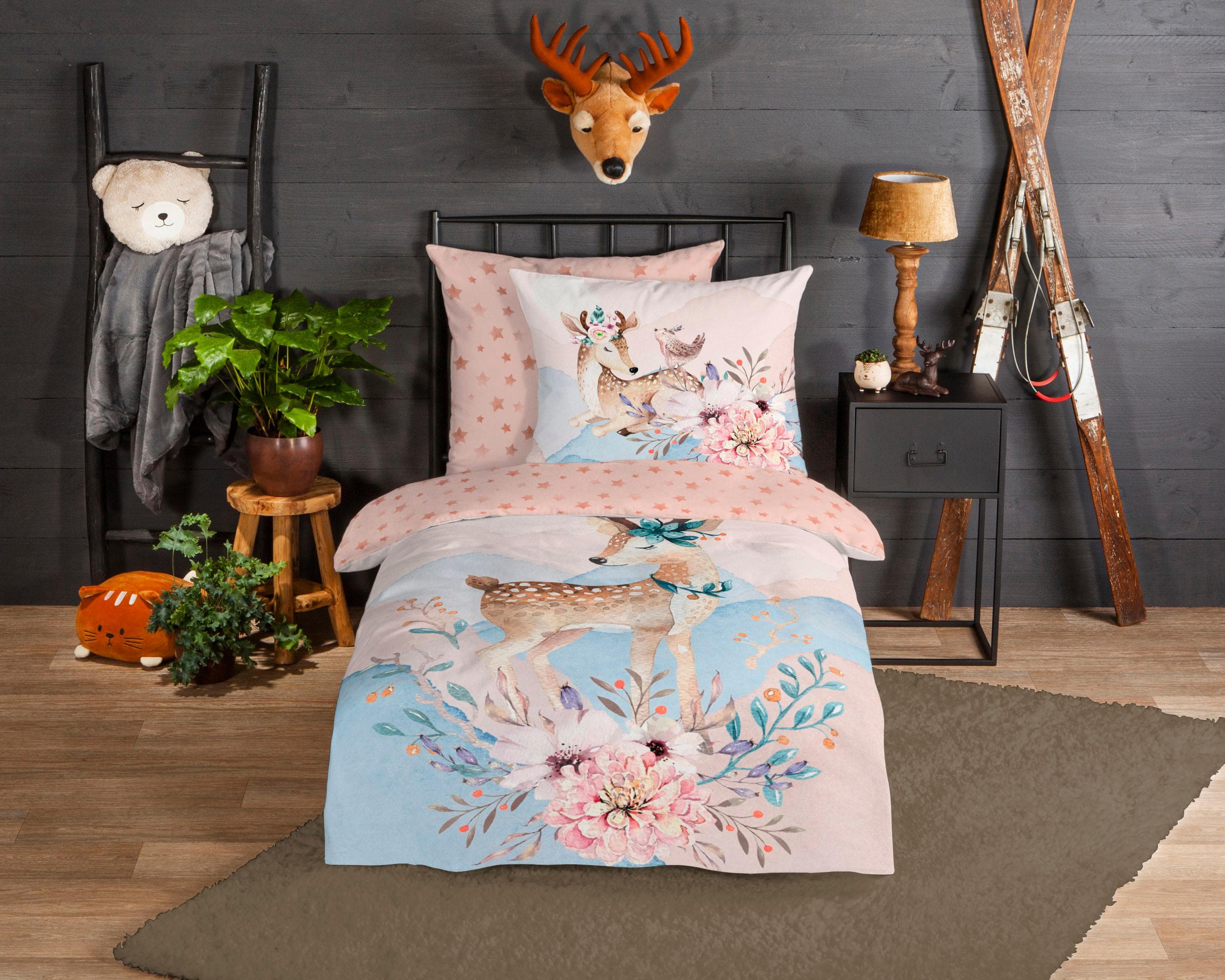 Good Morning Kinderbettwäsche Josy Bunt Hirsch Biber
