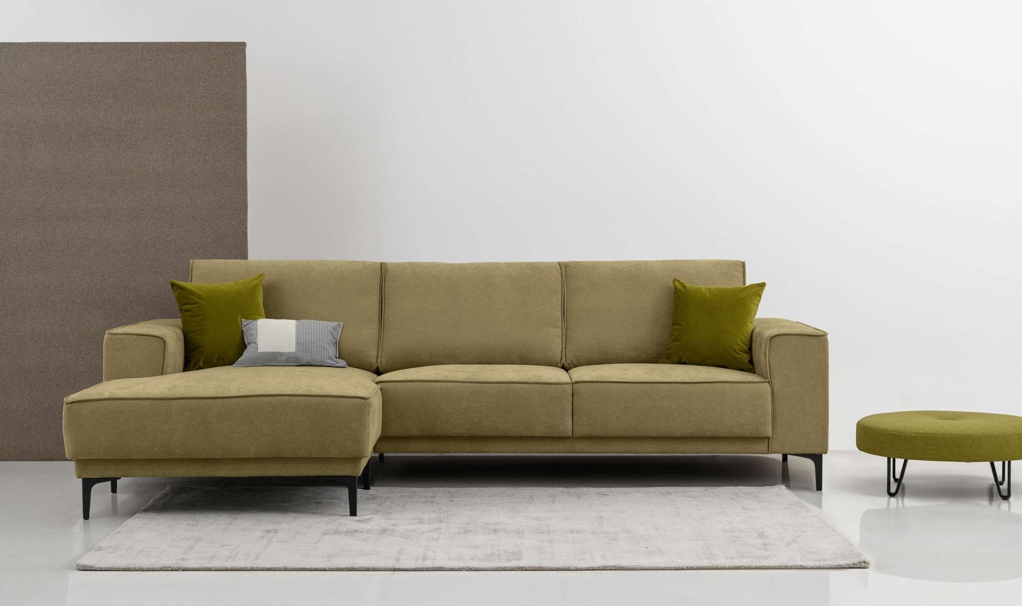 OTTO HOME Ecksofa Oland L-Form Grün Olive Polyest