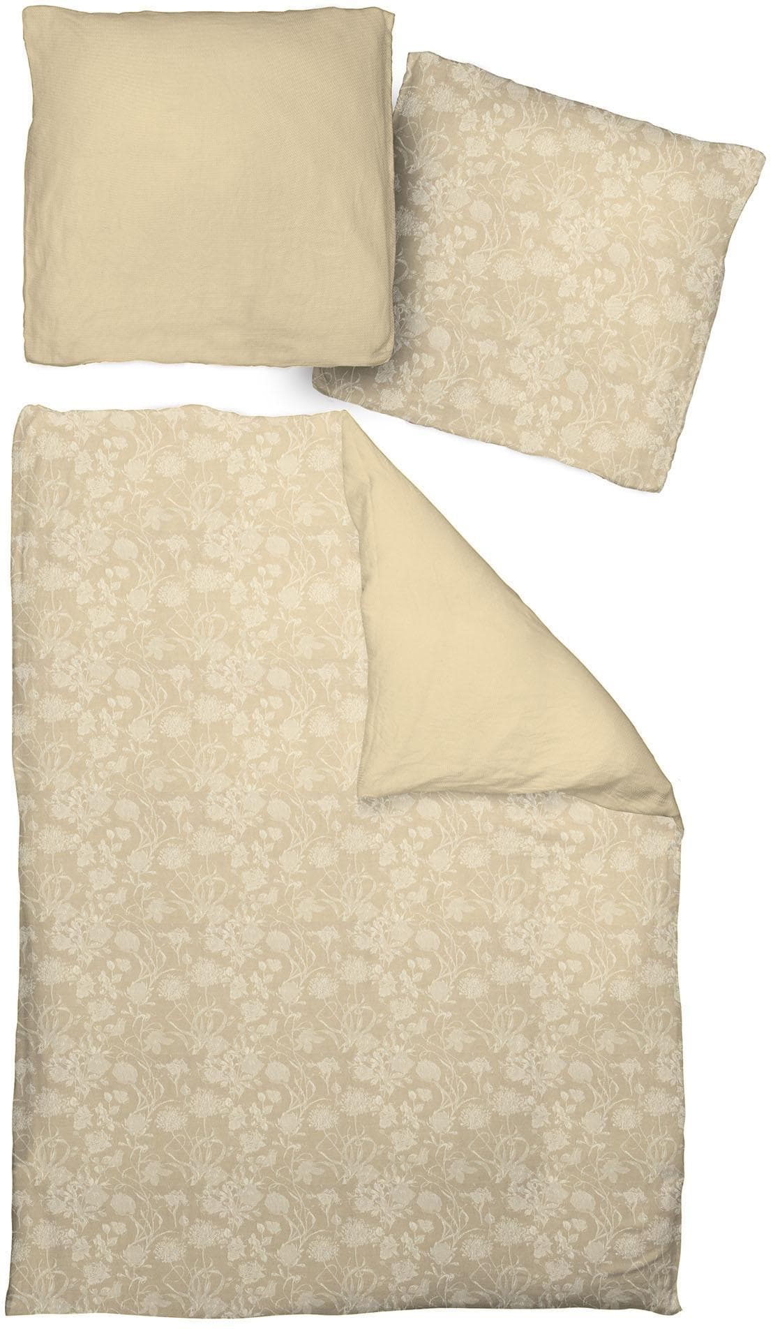 Wendebettwäsche ADAM Flower Cuvée light Beige Bio-Baumwolle