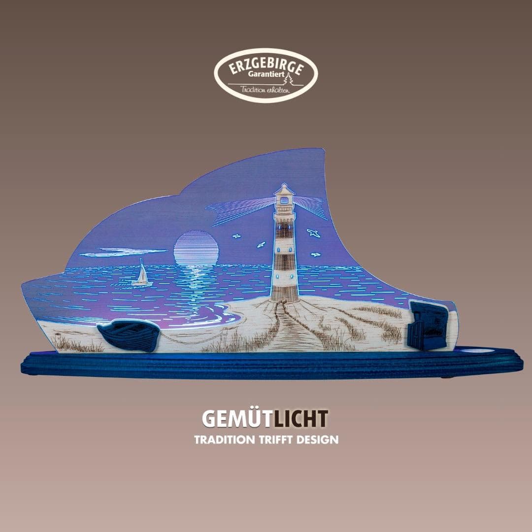 WEIGLA LED Dekolicht Maritim Blau-Weiß Holz Acrylglas