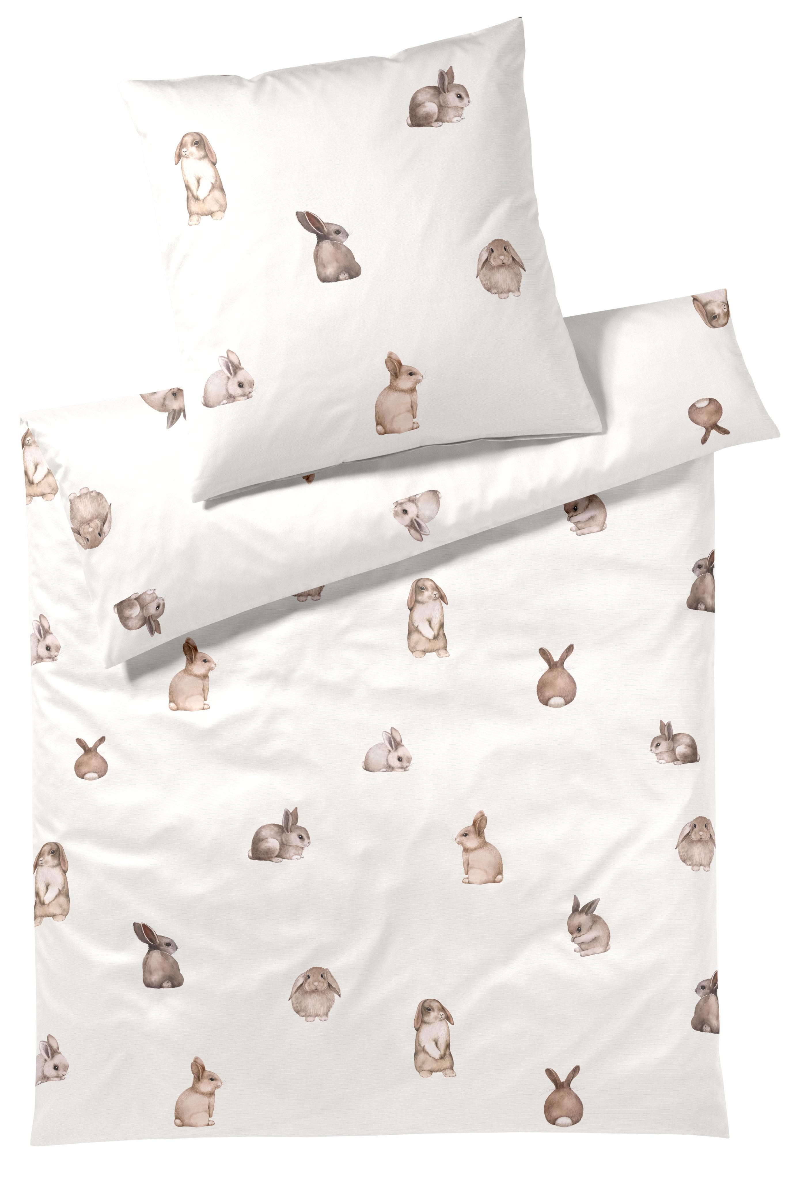ELEGANTE Bettwäsche Bunnies Beige Mako-Satin 100% Baumwolle