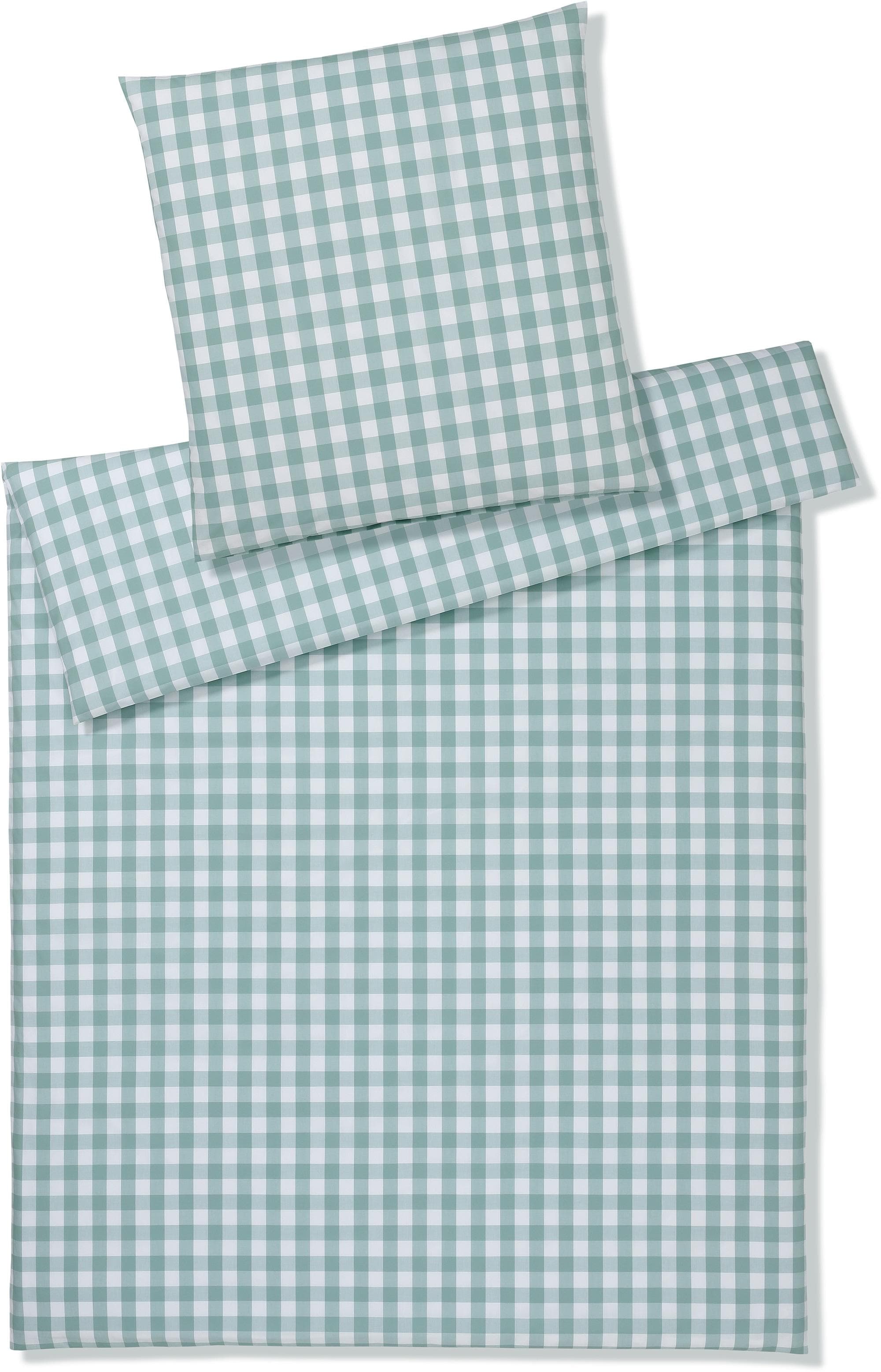 ELEGANTE Bettwäsche Quadro Salbei 100% Baumwolle Perkal