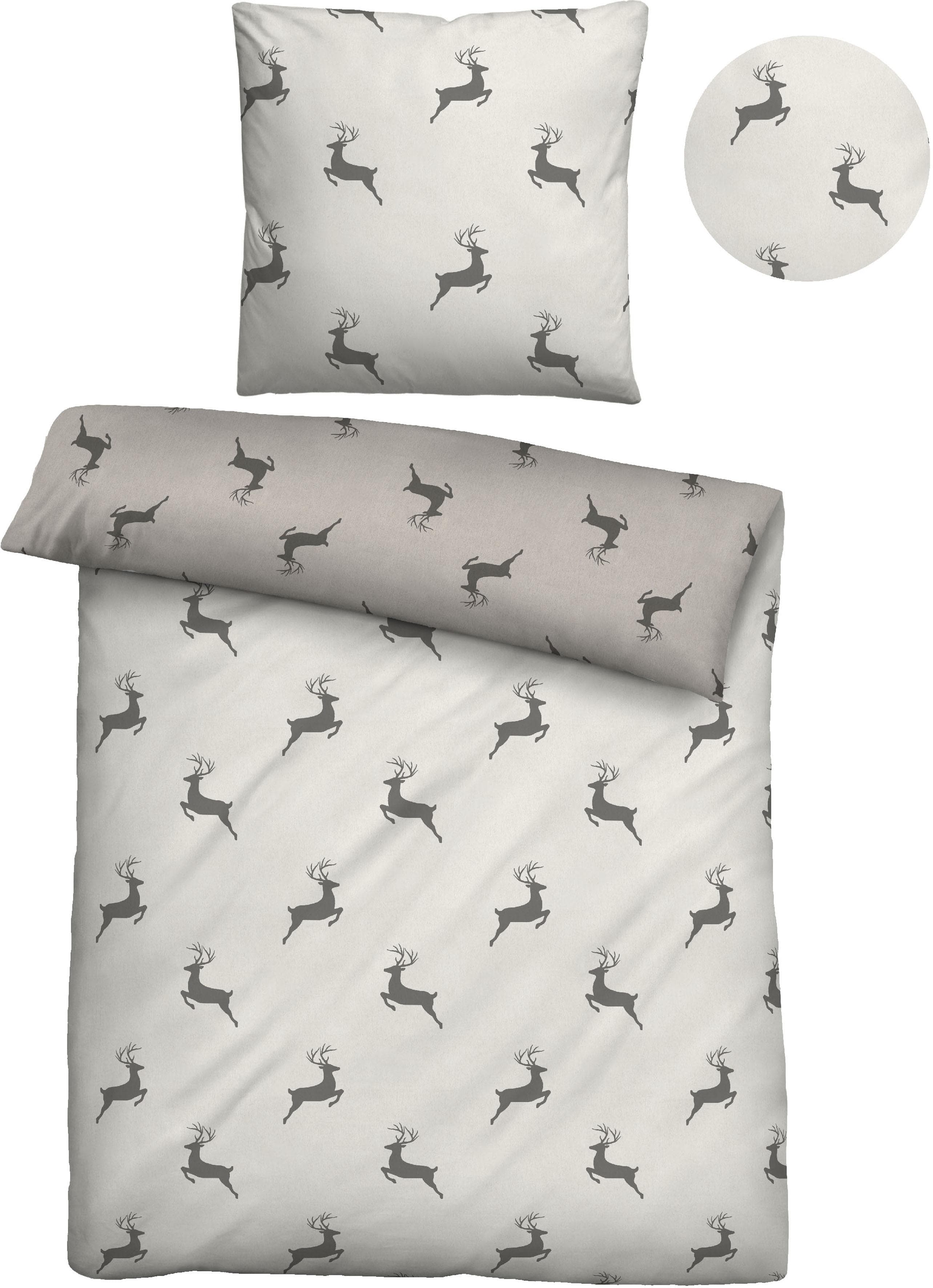 Biberna Wendebettwäsche Cardo Beige Flanell