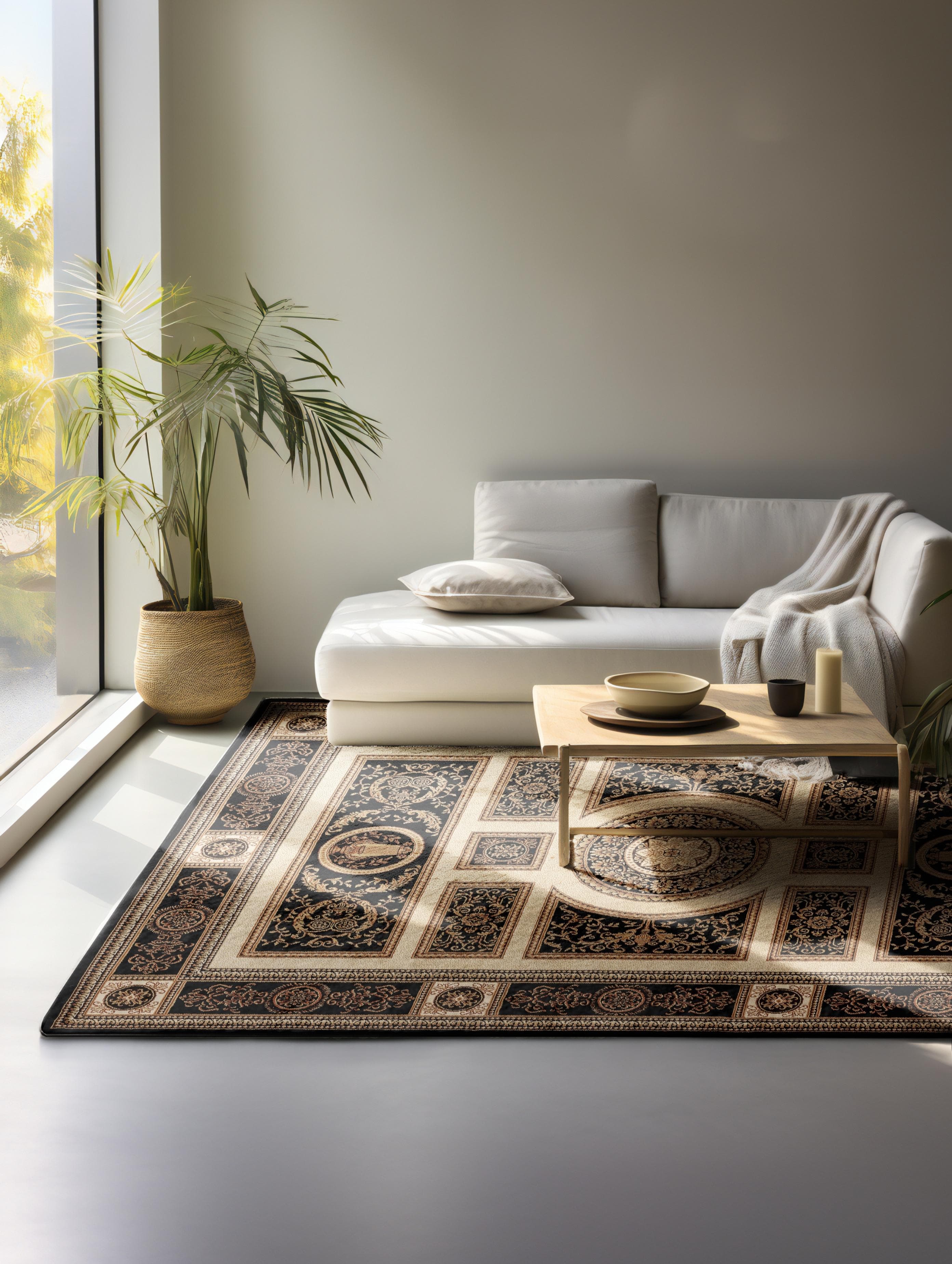 NORTHRUGS Teppich Guzara Schwarz Creme Orientalisch Modern