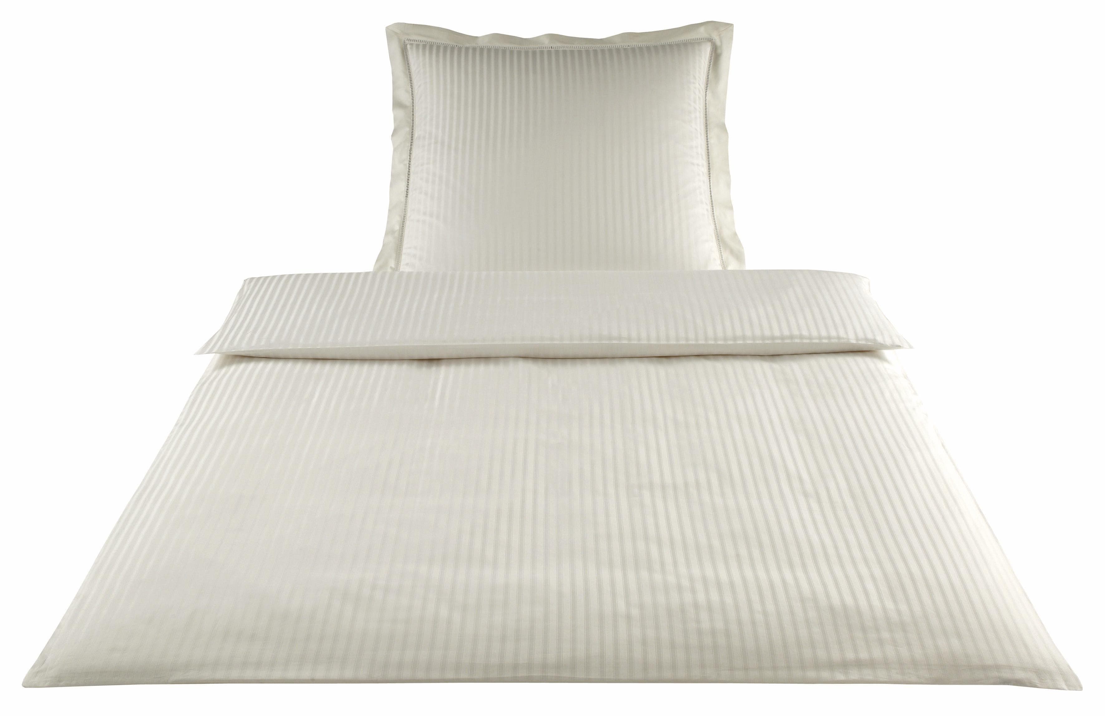 Elegantes Bettwäsche-Set aus Baumwolle und Mako-Satin, beige, unifarben