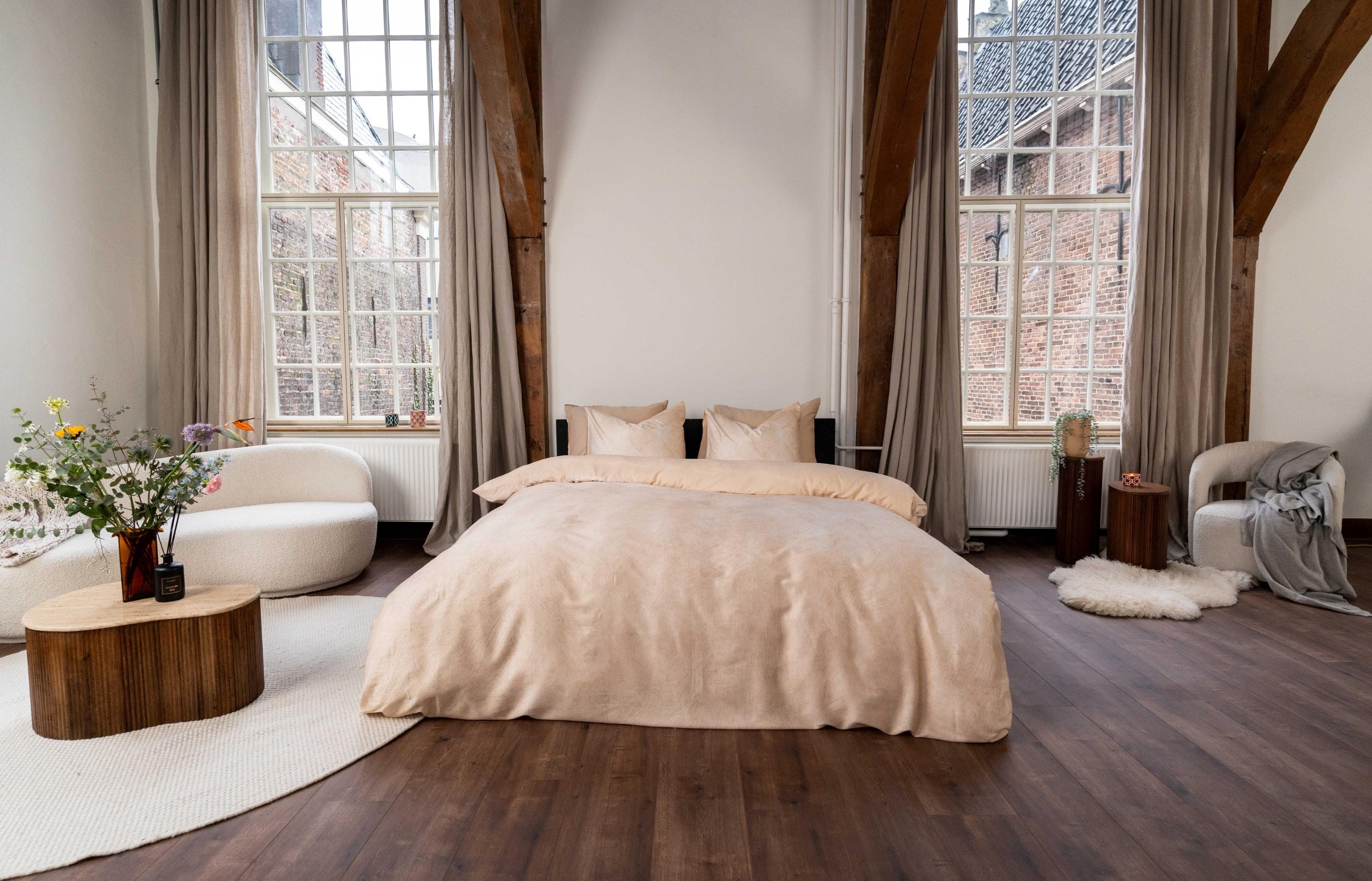 Kayori Bettwäsche Asama Beige Rosa Bio-Baumwolle