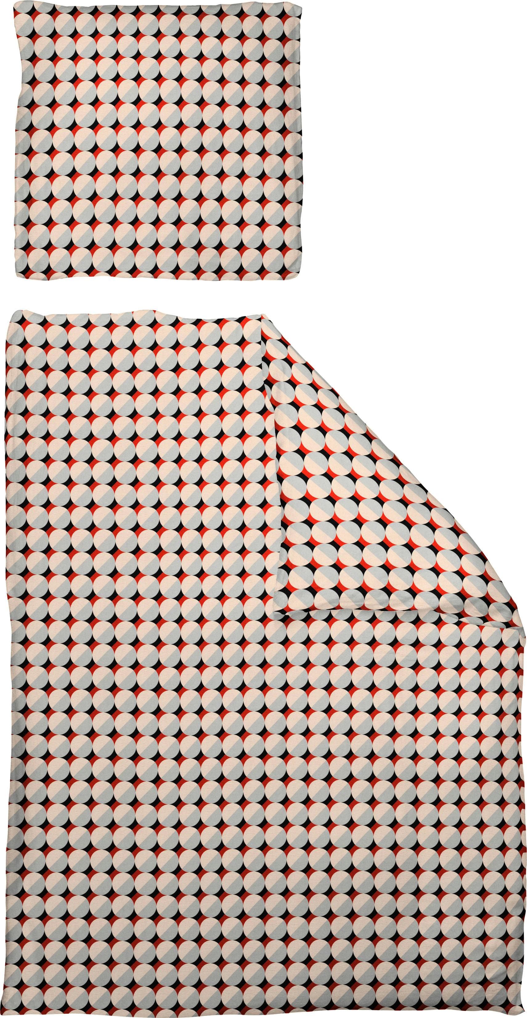 Bettwäsche ADAM Circles Retro 100% Bio-Baumwolle Orange Hellgrau