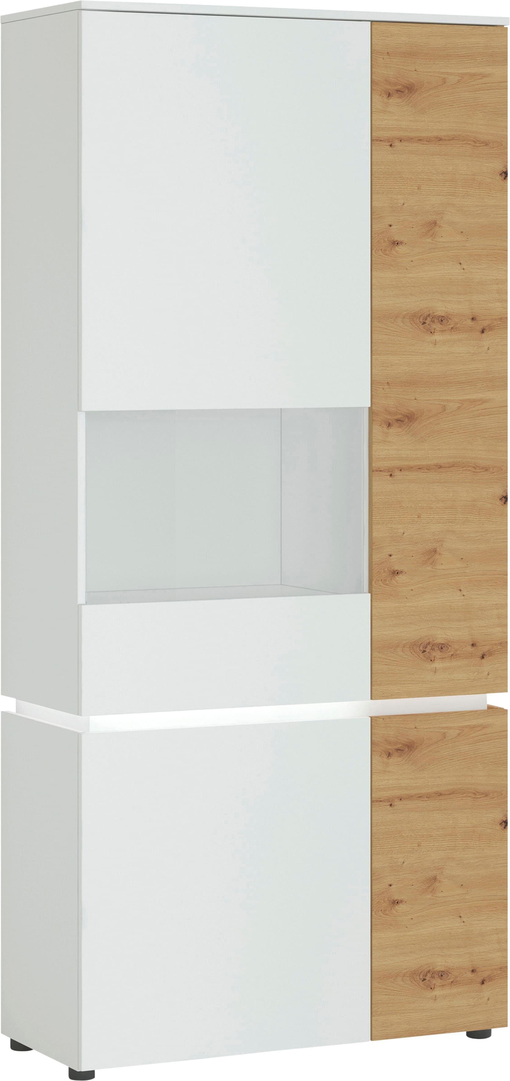 HOME AFFAIRE Vitrine Luci Eichefarben/Alpinweiß Holzwerkstoff