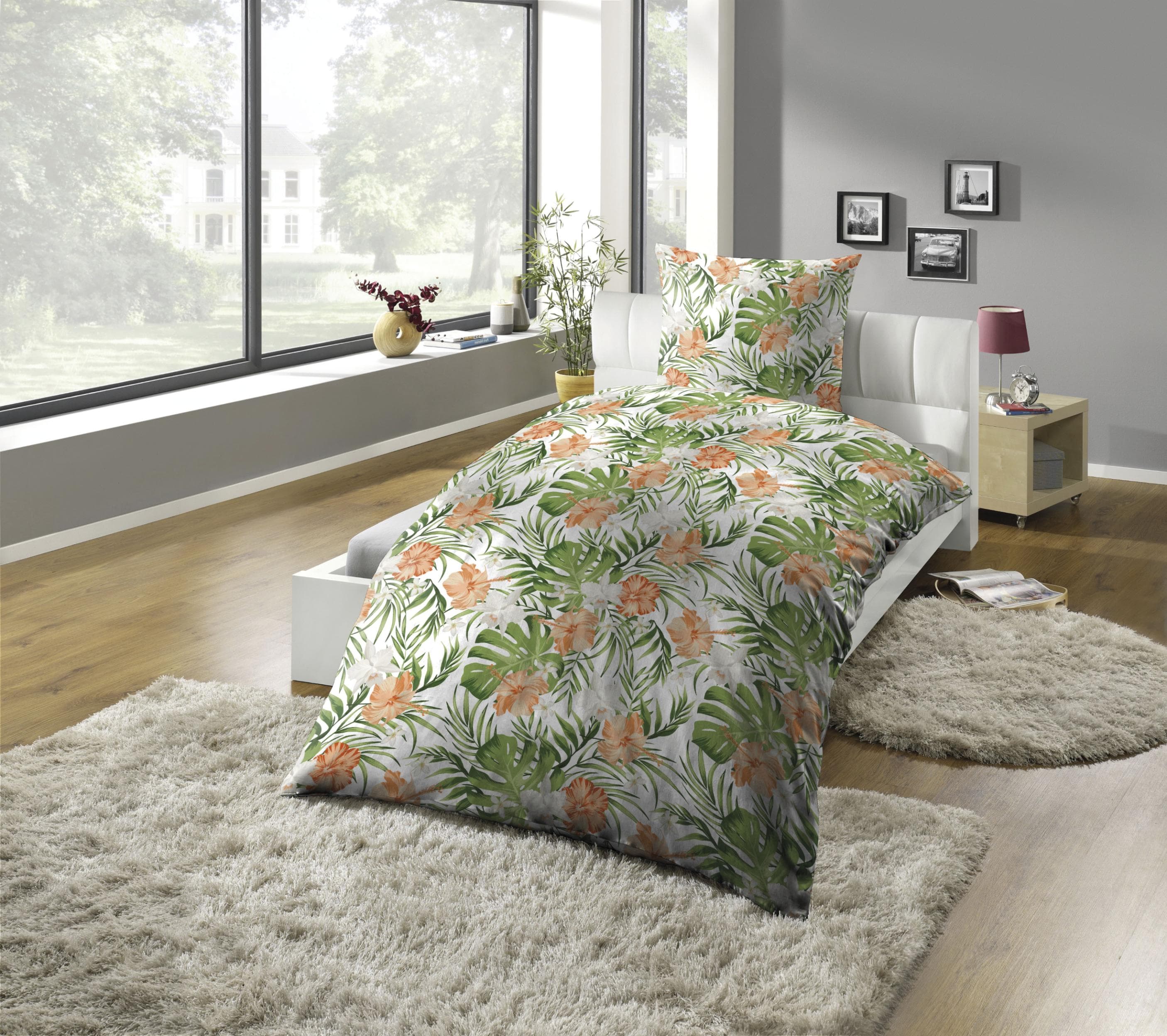 Kinzler Mikrofaser-Satin Bettwäsche Dschungel Grün - Pflegeleicht & Luxuriös