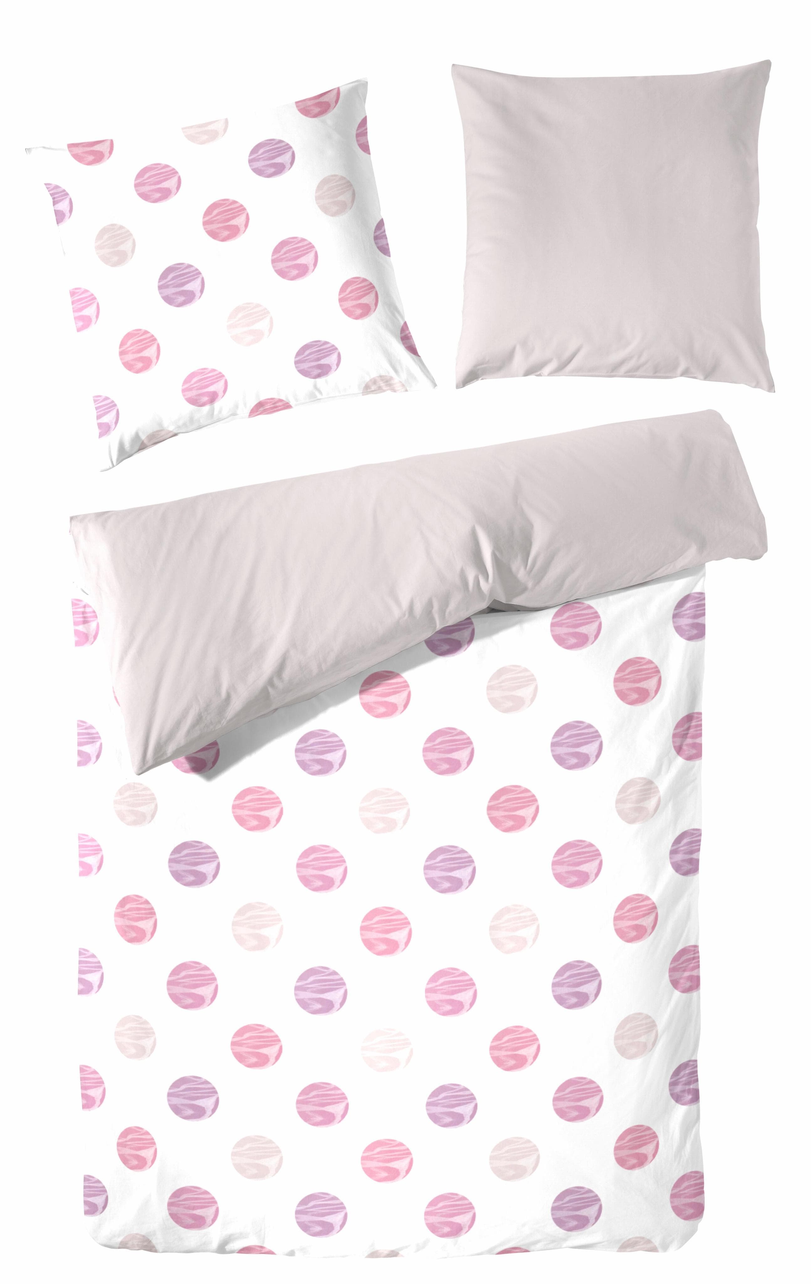 Wendebettwäsche PRIMERA Nalia Bunt Taupe Rosa Seersucker