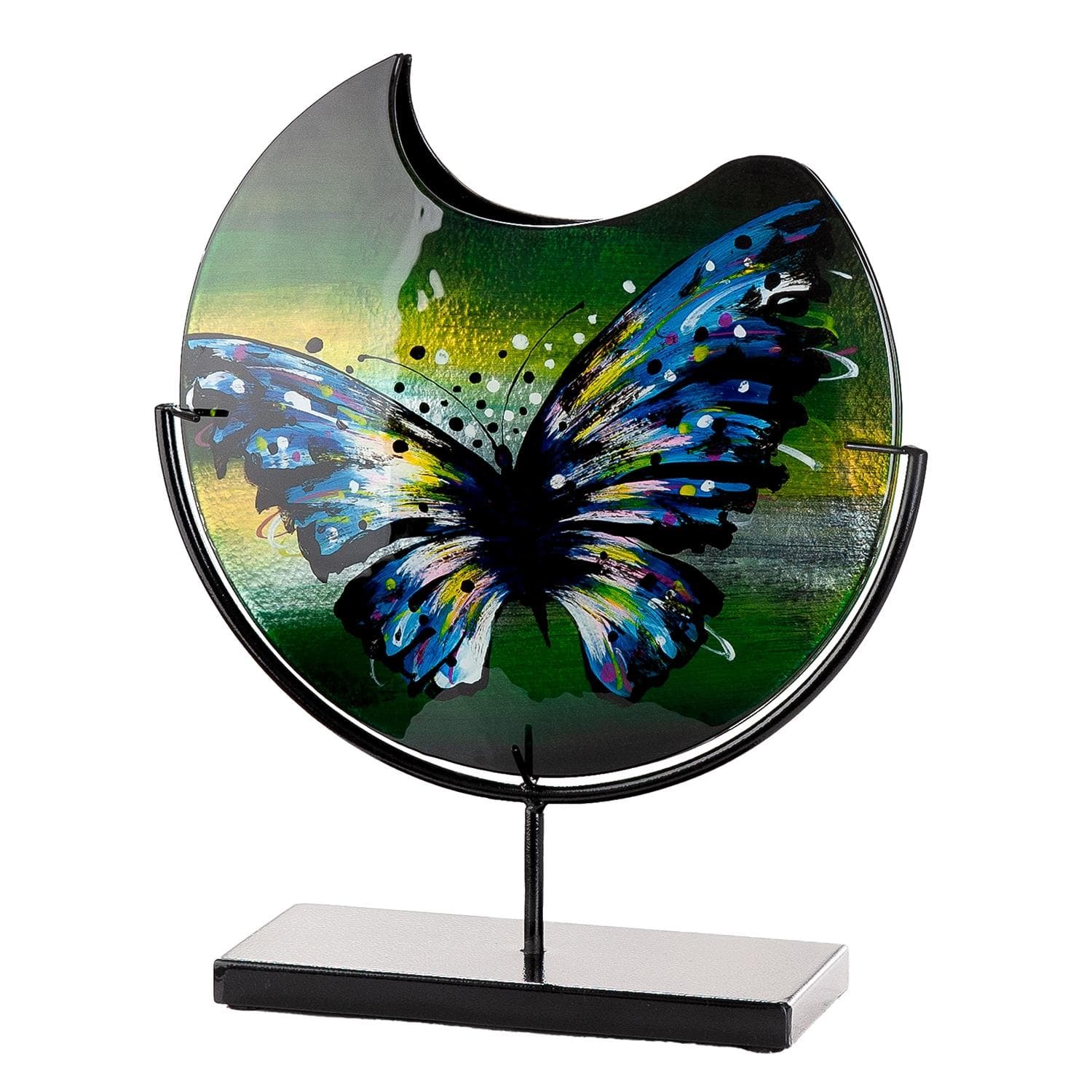 Bodenvase GILDE "Schmetterling" Blau/Grün Handbemalt