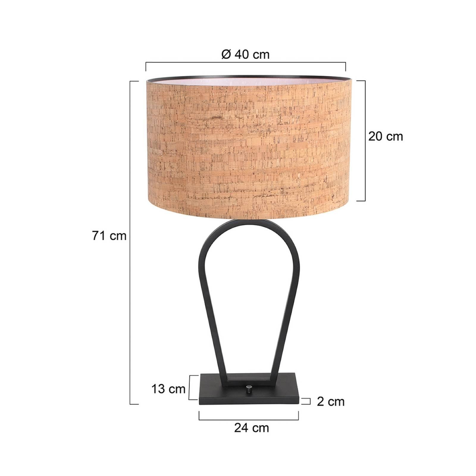 Steinhauer Tischlampe Stang Schwarz/Braun Kork 71 cm