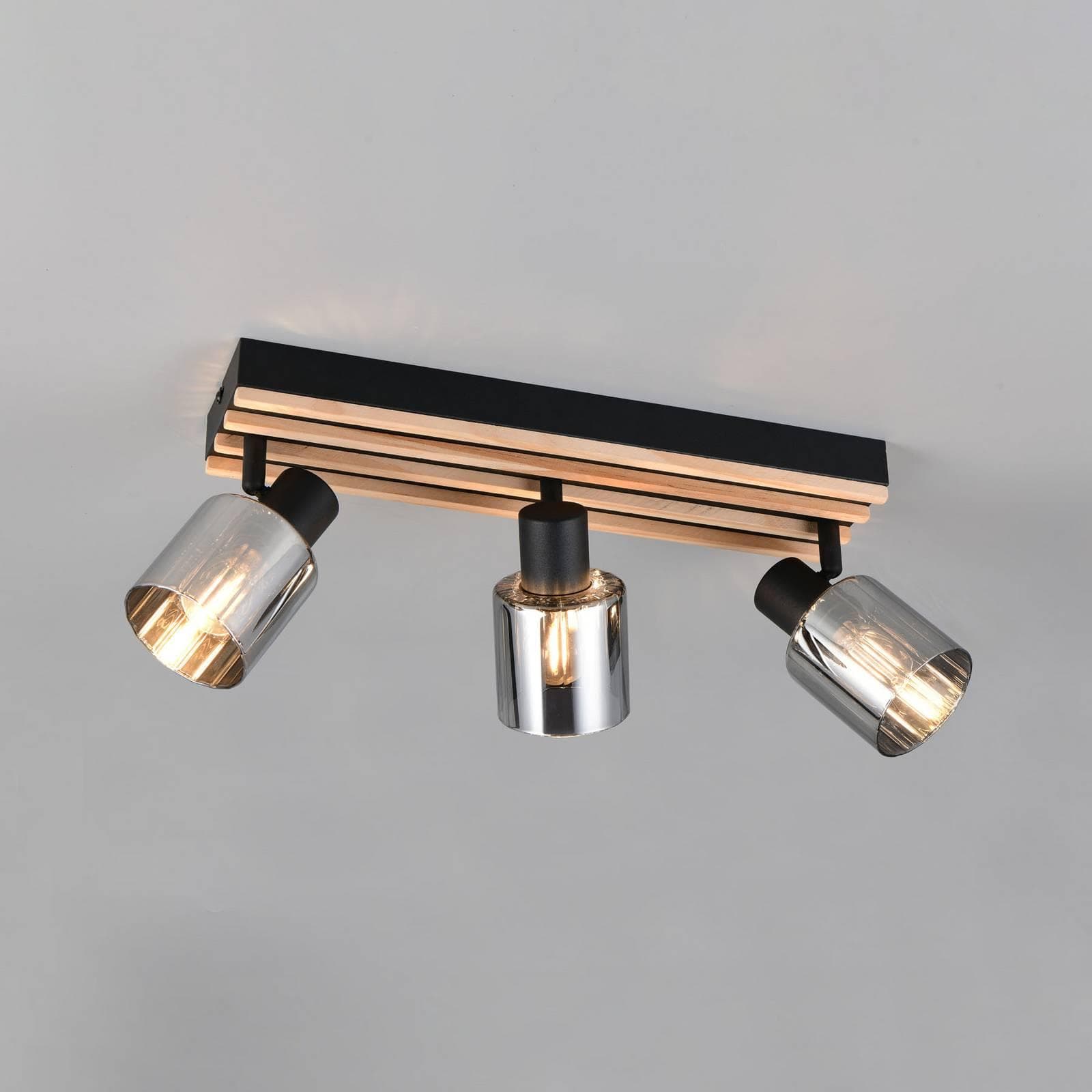 Strahler Travia 3-flammig Schwarz/Rauchgrau Metall