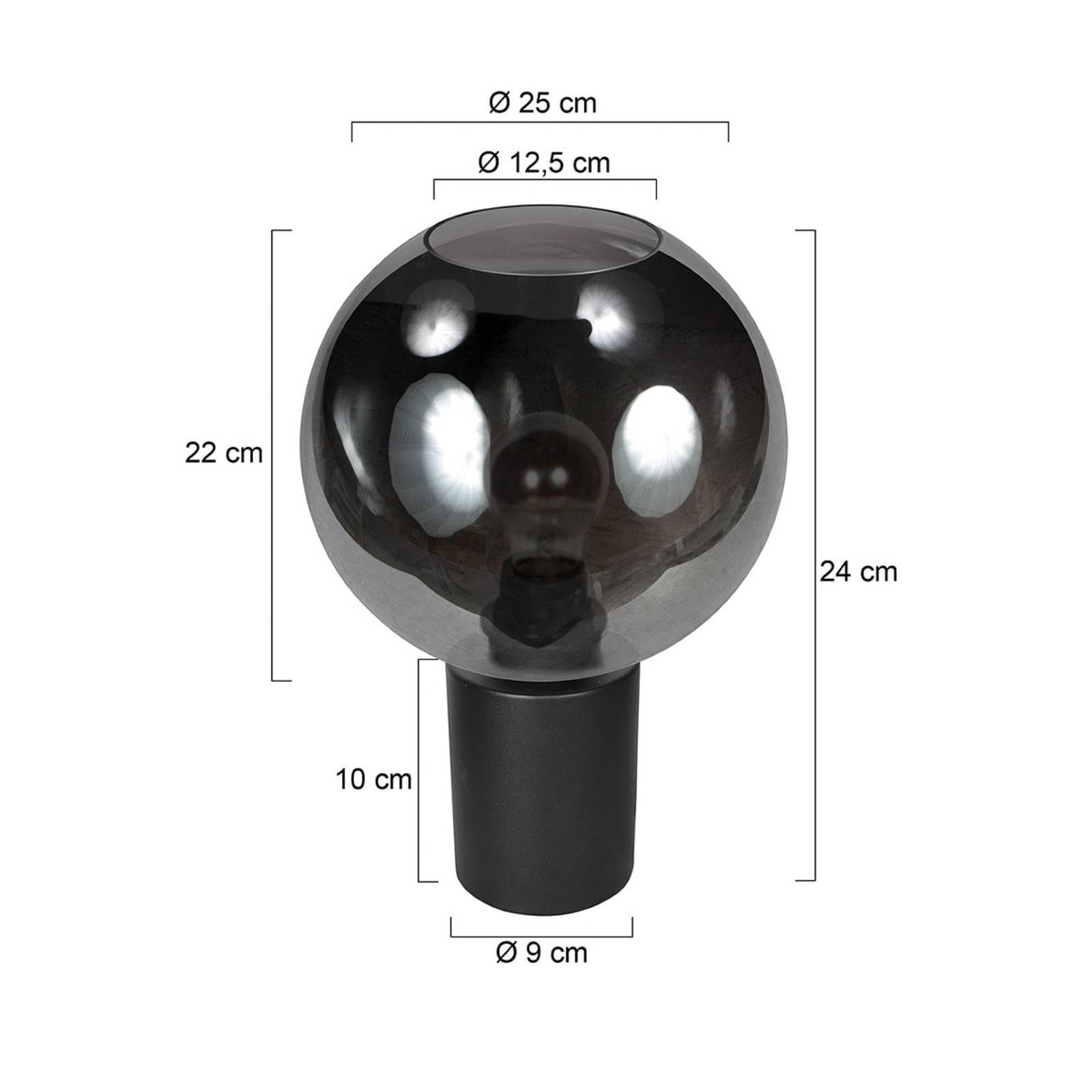 Steinhauer Tischlampe Bloeba Schwarz/Rauchgrau Glas Kugel